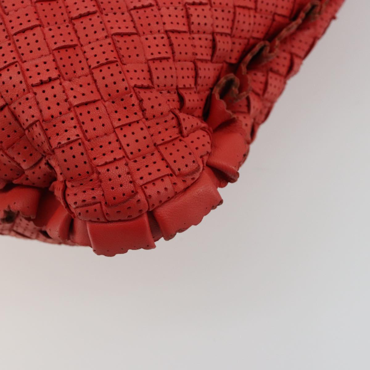BOTTEGA VENETA INTRECCIATO Hobo Bag Leather Red Silver 115653 Auth ka4388V