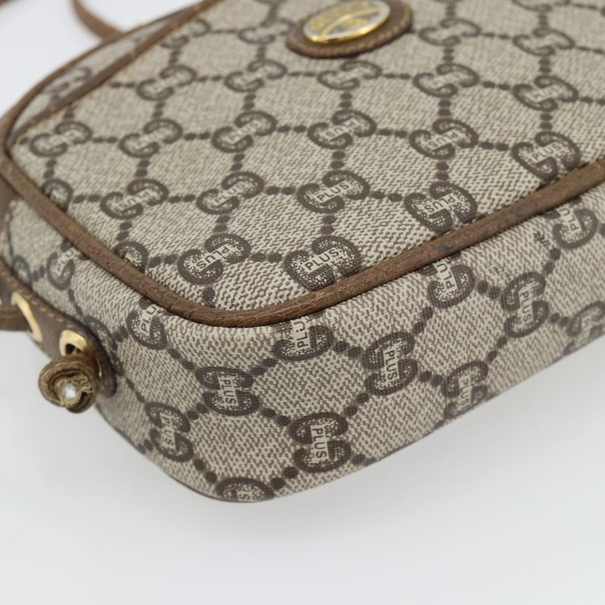 GUCCI GG Plus Supreme Shoulder Bag PVC Beige Gold Auth ka4394