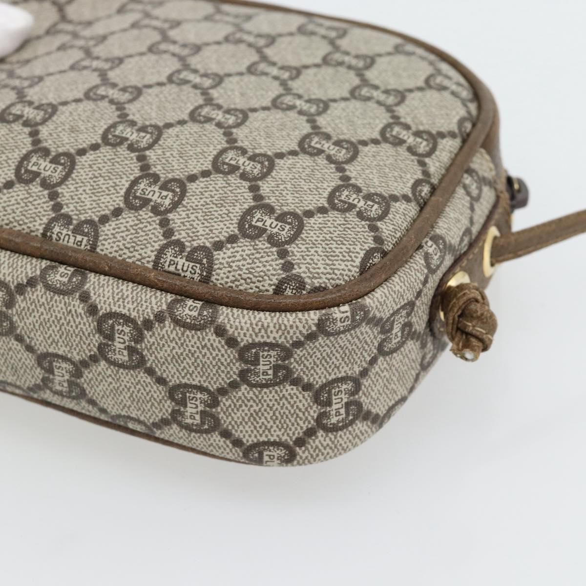 GUCCI GG Plus Supreme Shoulder Bag PVC Beige Gold Auth ka4394