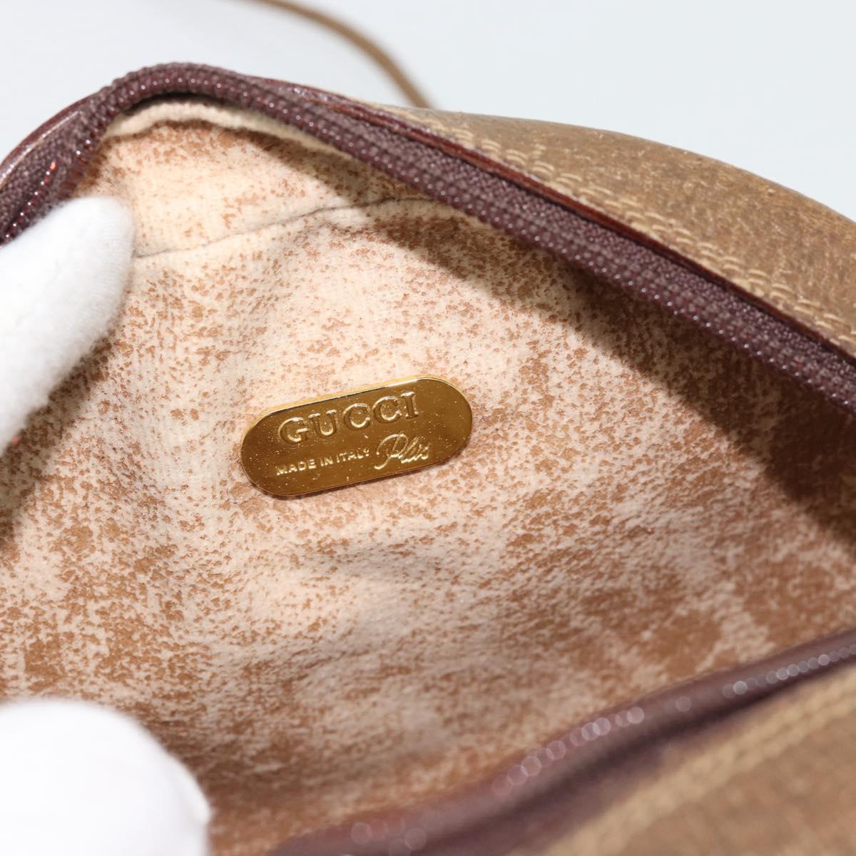 GUCCI GG Plus Supreme Shoulder Bag PVC Beige Gold Auth ka4394