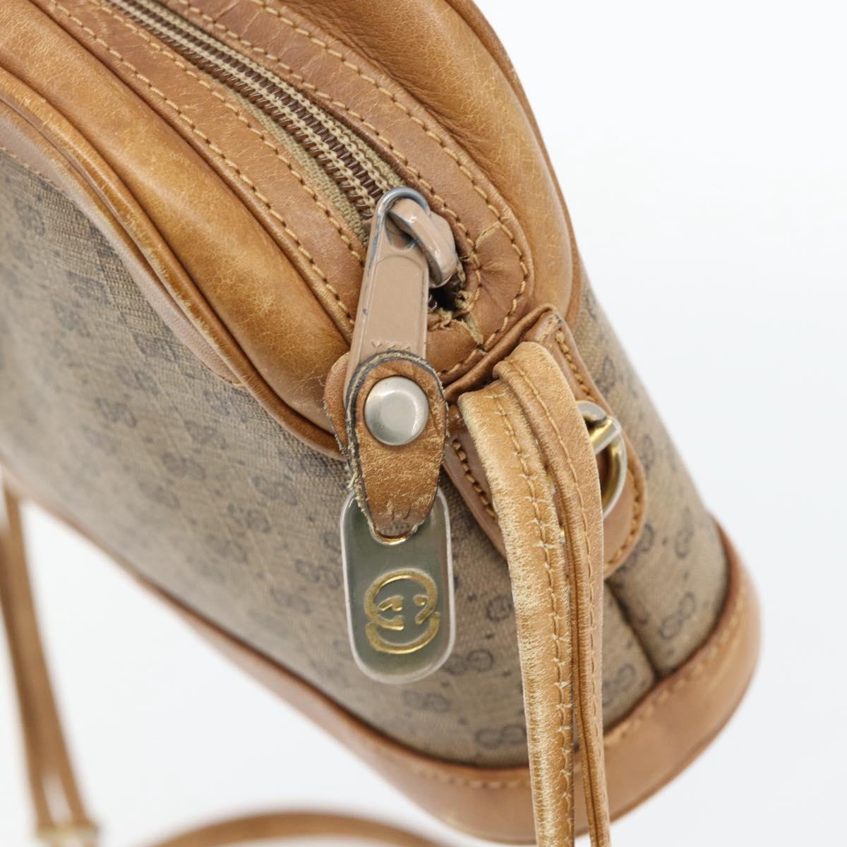 GUCCI Micro GG Supreme Shoulder Bag PVC Beige Gold Auth ka4395