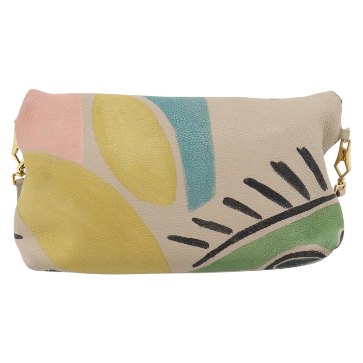 BURBERRY Shoulder Bag Leather Beige Gold Auth ka4396A
