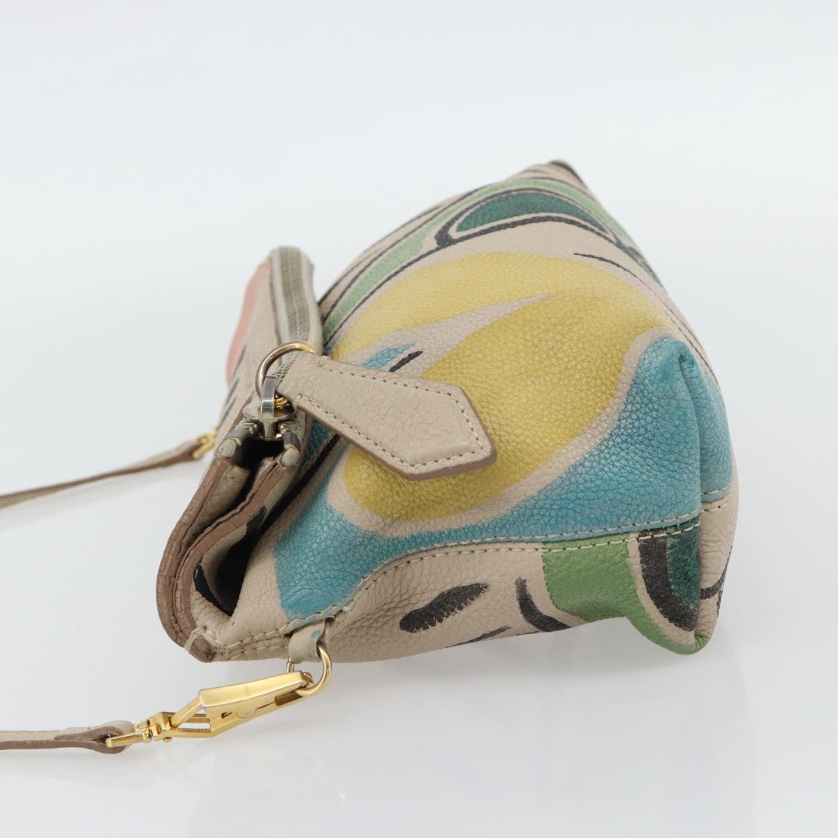 BURBERRY Shoulder Bag Leather Beige Gold Auth ka4396A