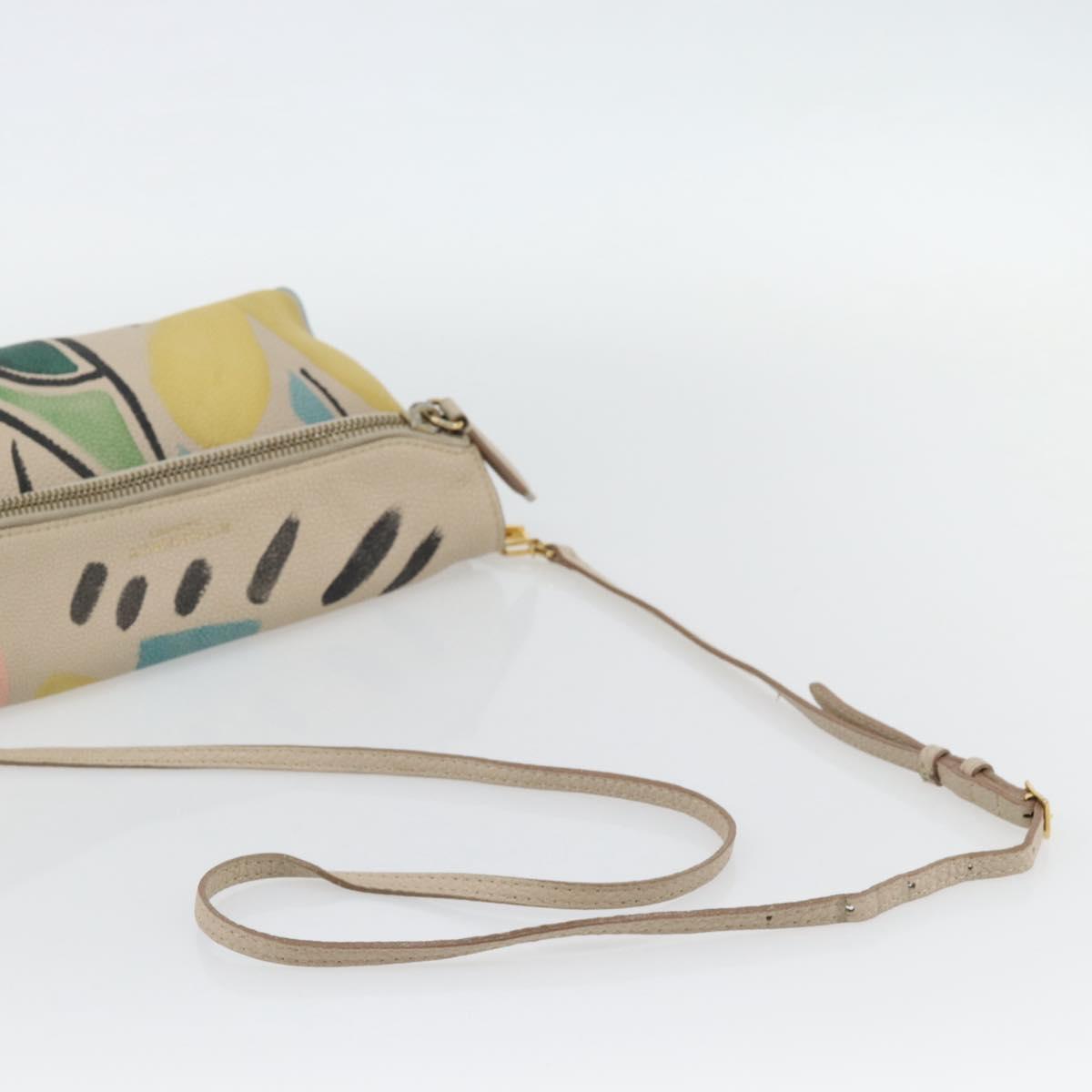 BURBERRY Shoulder Bag Leather Beige Gold Auth ka4396A