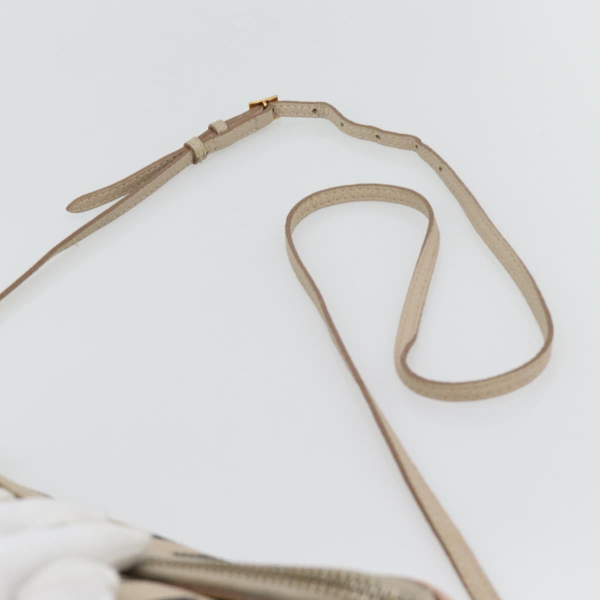 BURBERRY Shoulder Bag Leather Beige Gold Auth ka4396A