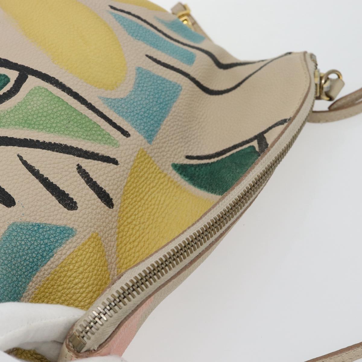 BURBERRY Shoulder Bag Leather Beige Gold Auth ka4396A