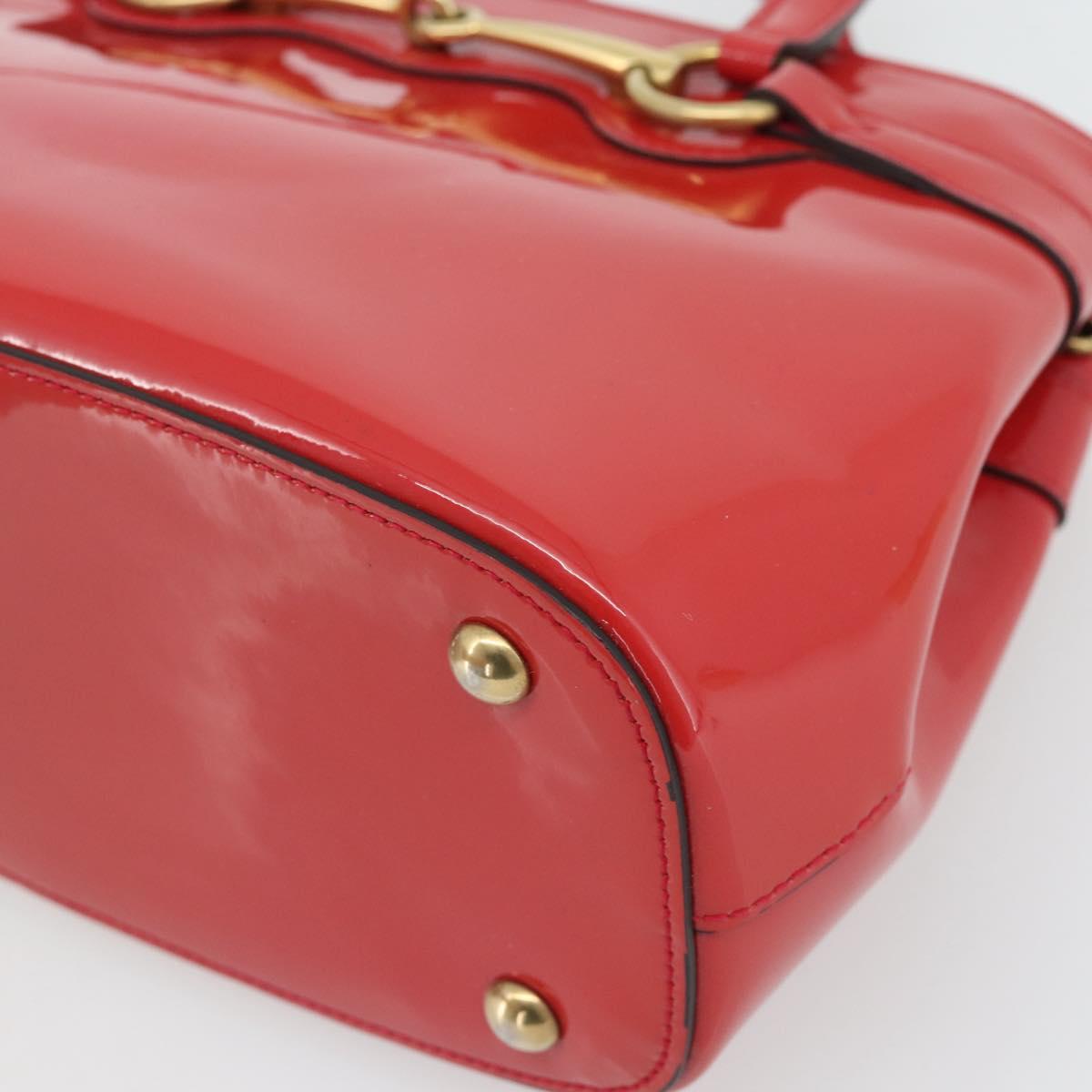 GUCCI Horsebit Hand Bag Patent leather 2way Pink Gold 371925 Auth ka4397A