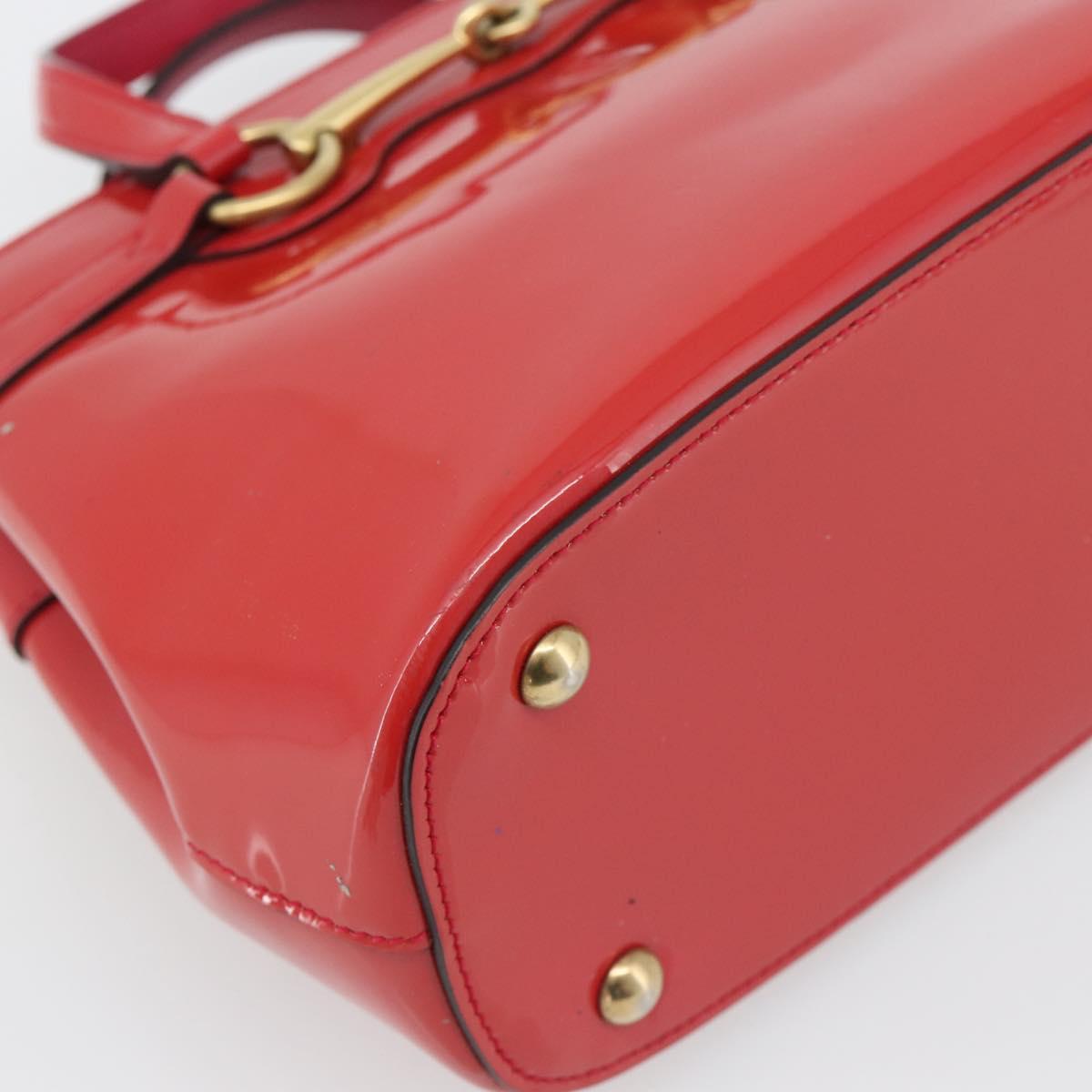 GUCCI Horsebit Hand Bag Patent leather 2way Pink Gold 371925 Auth ka4397A