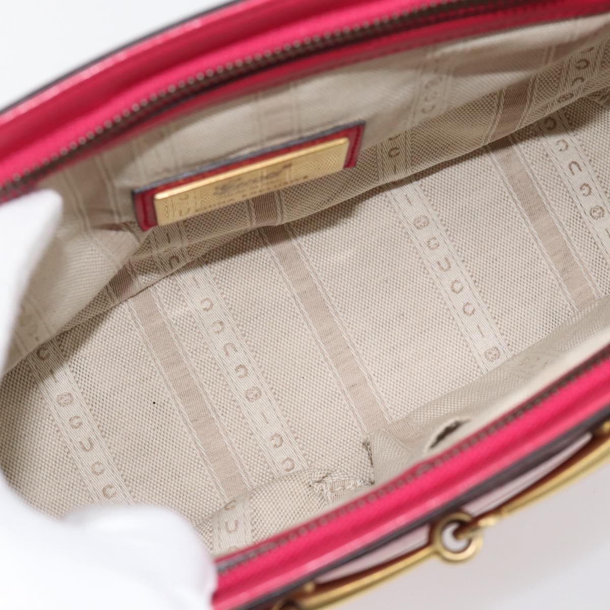 GUCCI Horsebit Hand Bag Patent leather 2way Pink Gold 371925 Auth ka4397A