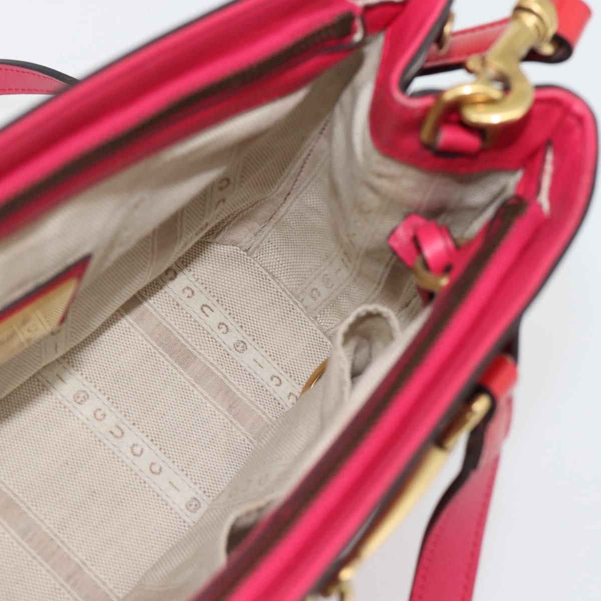 GUCCI Horsebit Hand Bag Patent leather 2way Pink Gold 371925 Auth ka4397A