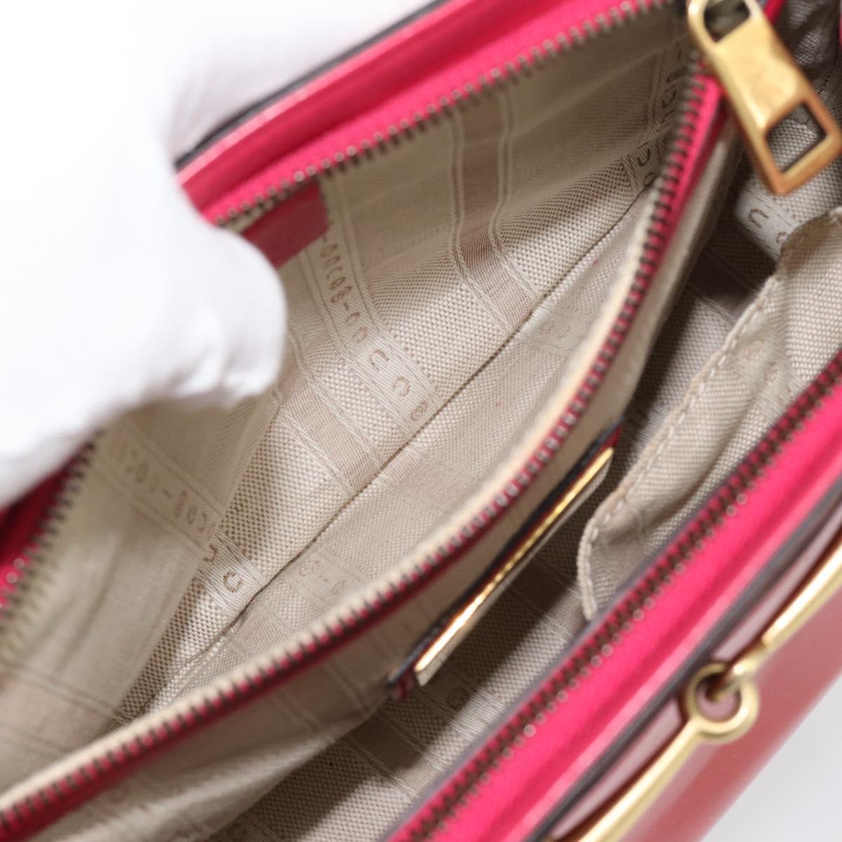 GUCCI Horsebit Hand Bag Patent leather 2way Pink Gold 371925 Auth ka4397A