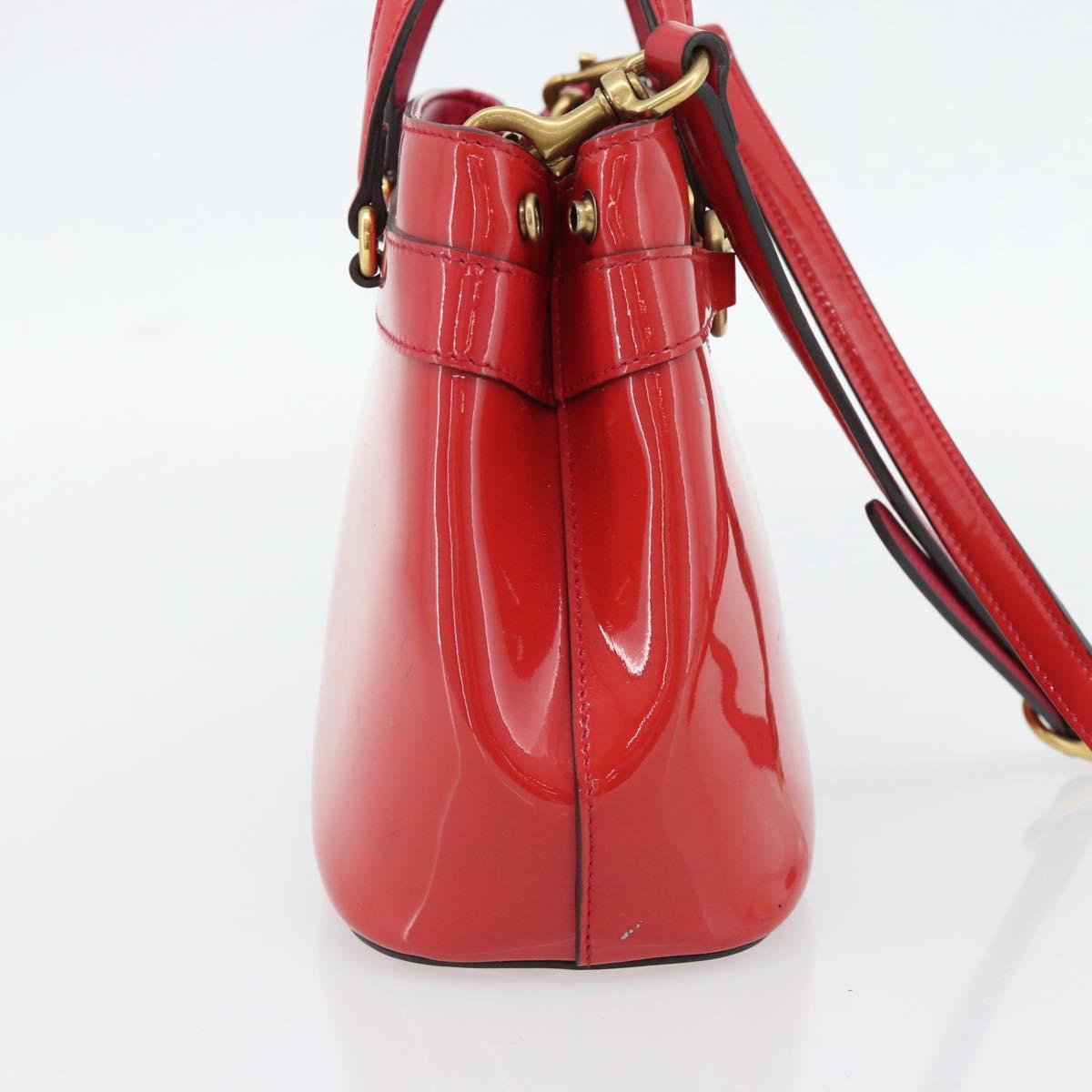GUCCI Horsebit Hand Bag Patent leather 2way Pink Gold 371925 Auth ka4397A