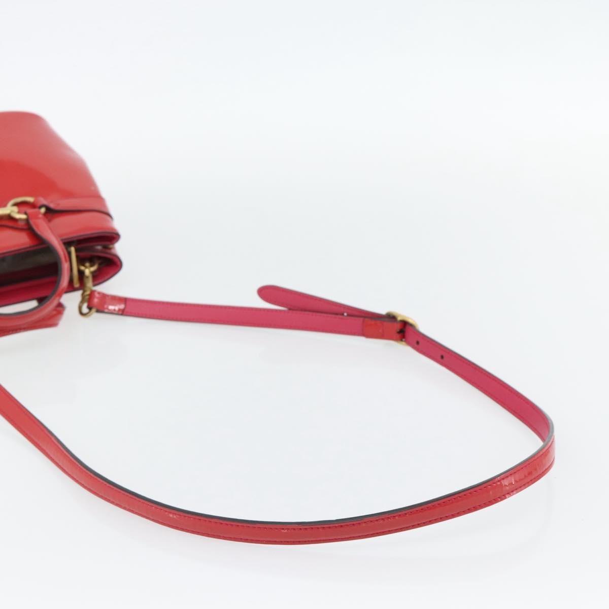 GUCCI Horsebit Hand Bag Patent leather 2way Pink Gold 371925 Auth ka4397A