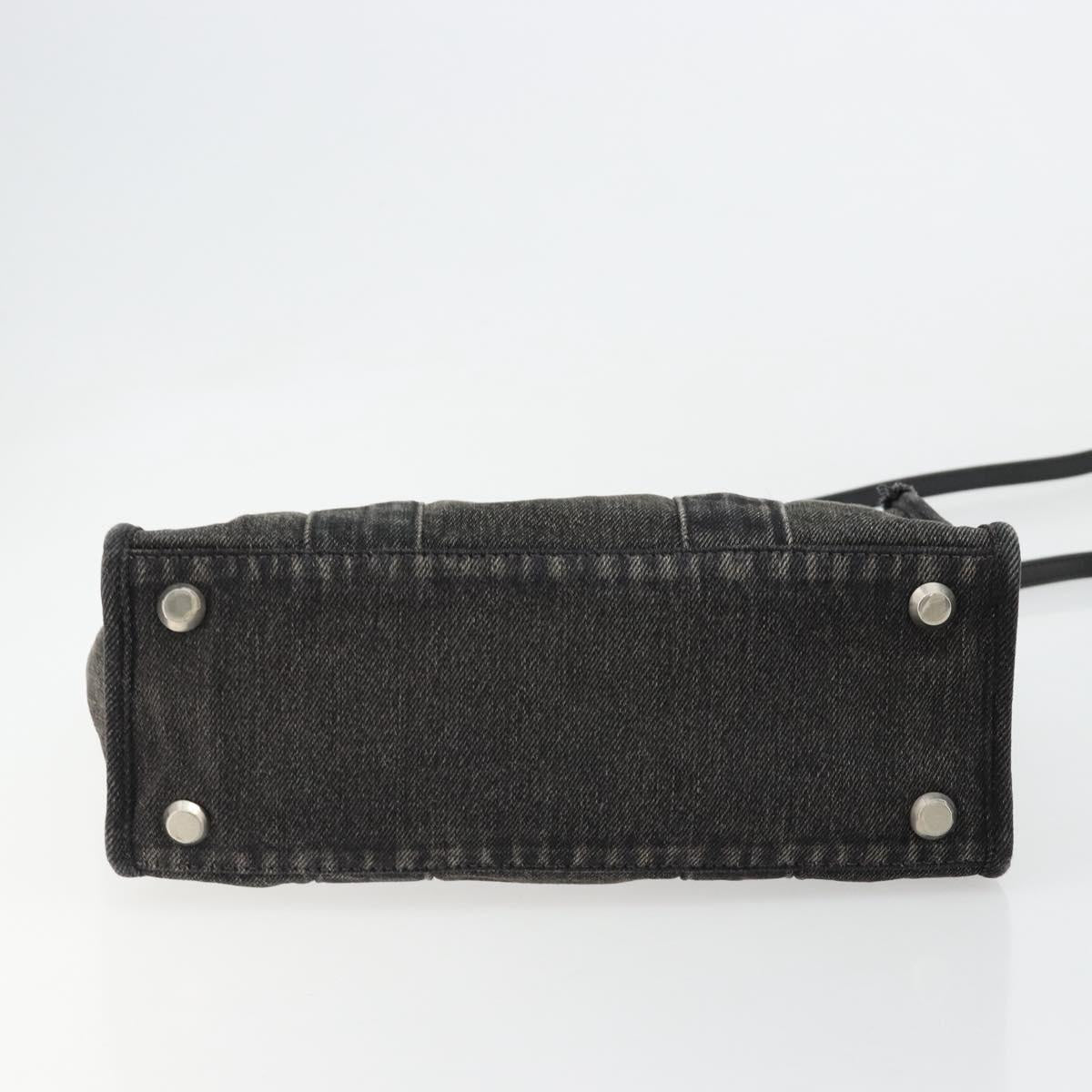 BALENCIAGA Hand Bag Denim 2way Black Silver 671402 Auth ka4398