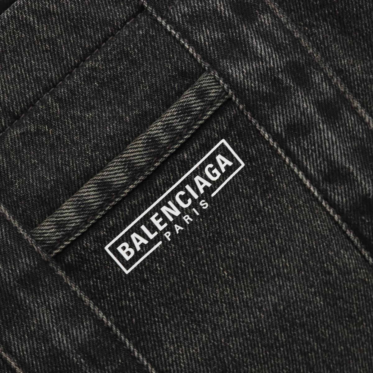 BALENCIAGA Hand Bag Denim 2way Black Silver 671402 Auth ka4398