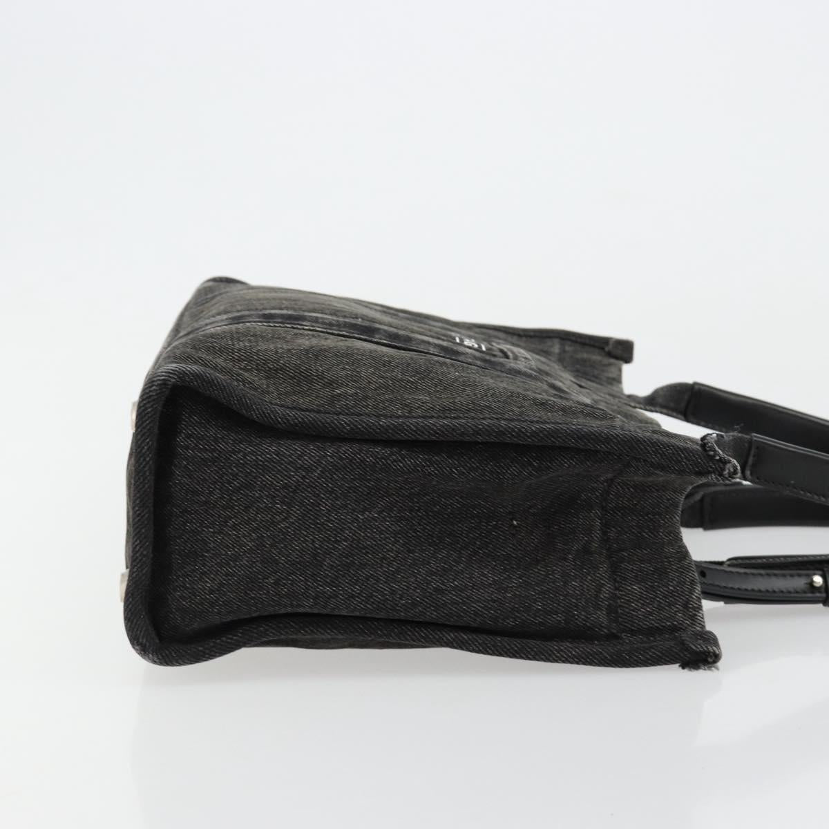 BALENCIAGA Hand Bag Denim 2way Black Silver 671402 Auth ka4398