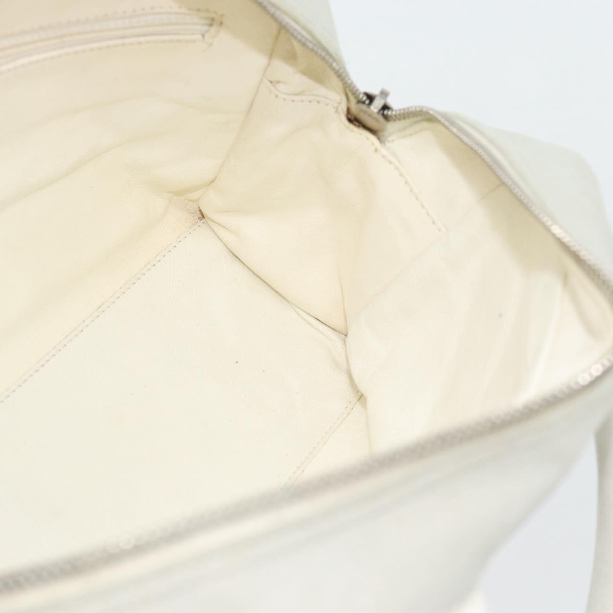 CHANEL Hand Bag Canvas Leather Gray Silver CC Auth ka4399A