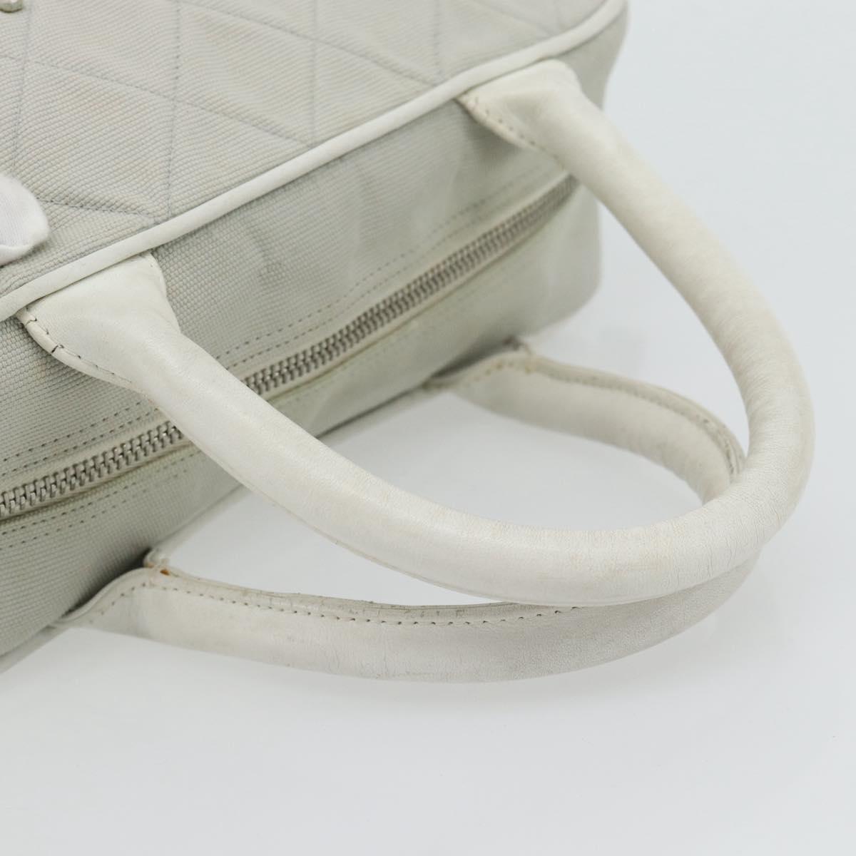 CHANEL Hand Bag Canvas Leather Gray Silver CC Auth ka4399A