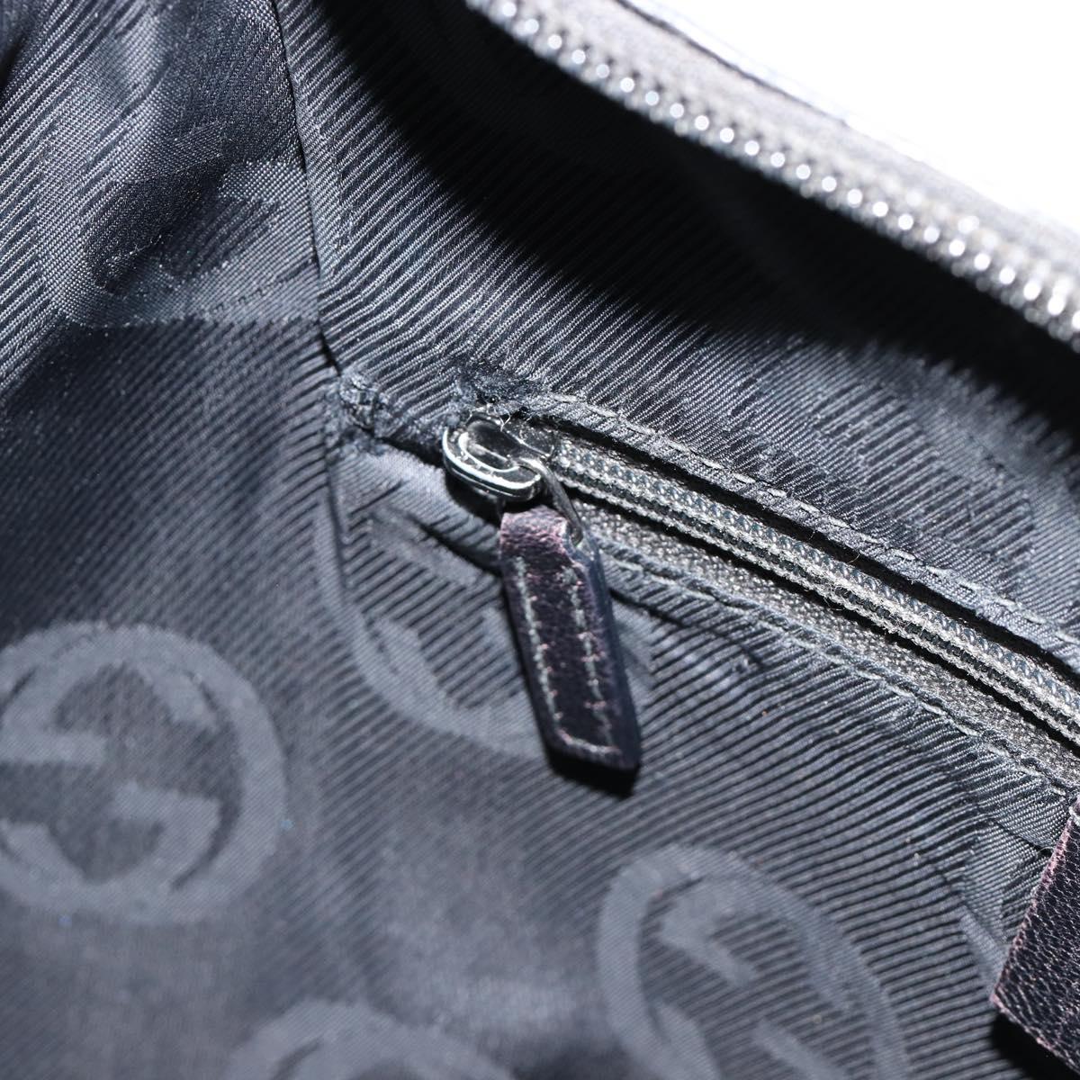 GUCCI GG Canvas Guccissima Shoulder Bag Leather Black Silver 257282 Auth ka4401