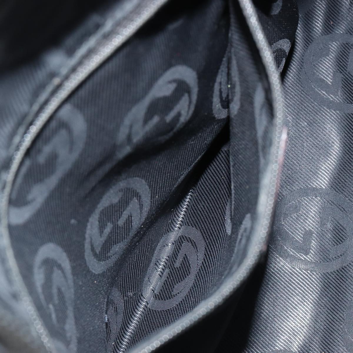 GUCCI GG Canvas Guccissima Shoulder Bag Leather Black Silver 257282 Auth ka4401