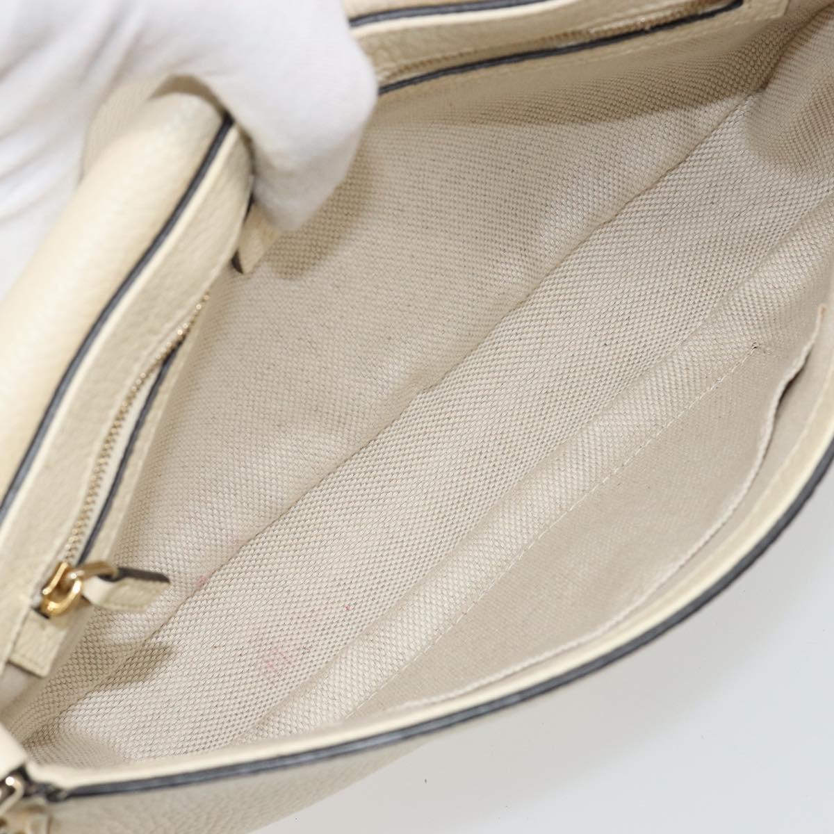 GUCCI Chain Soho Shoulder Bag Leather Outlet White Gold 536224 Auth ka4403A