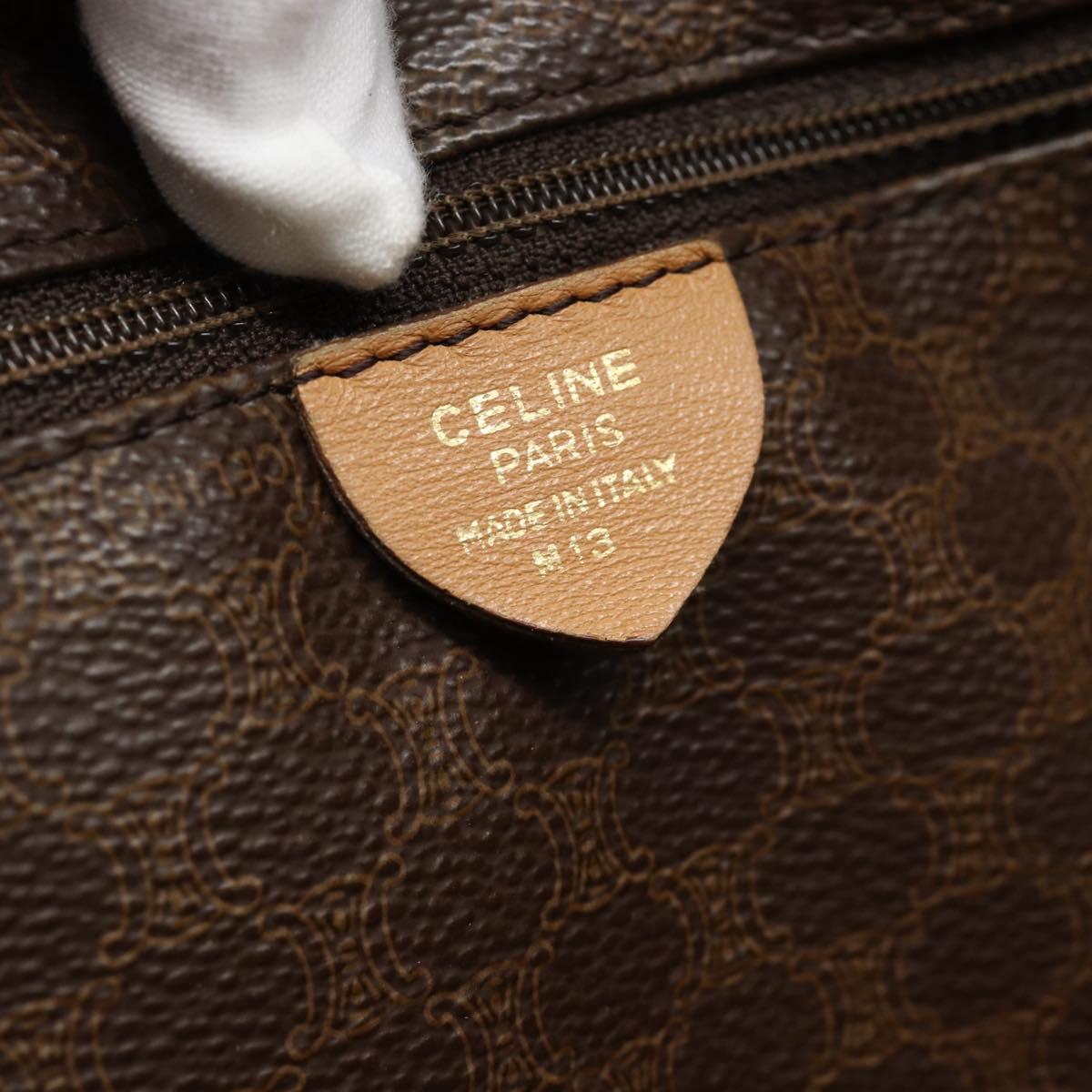 CELINE Macadam Canvas Tote Bag PVC Leather Brown Gold Auth ka4407