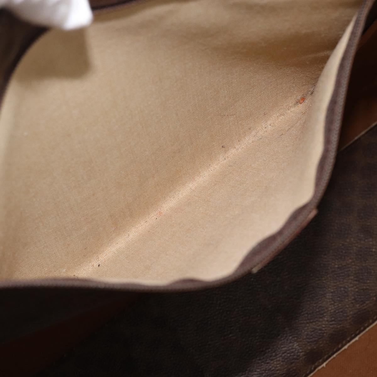 CELINE Macadam Canvas Tote Bag PVC Leather Brown Gold Auth ka4407