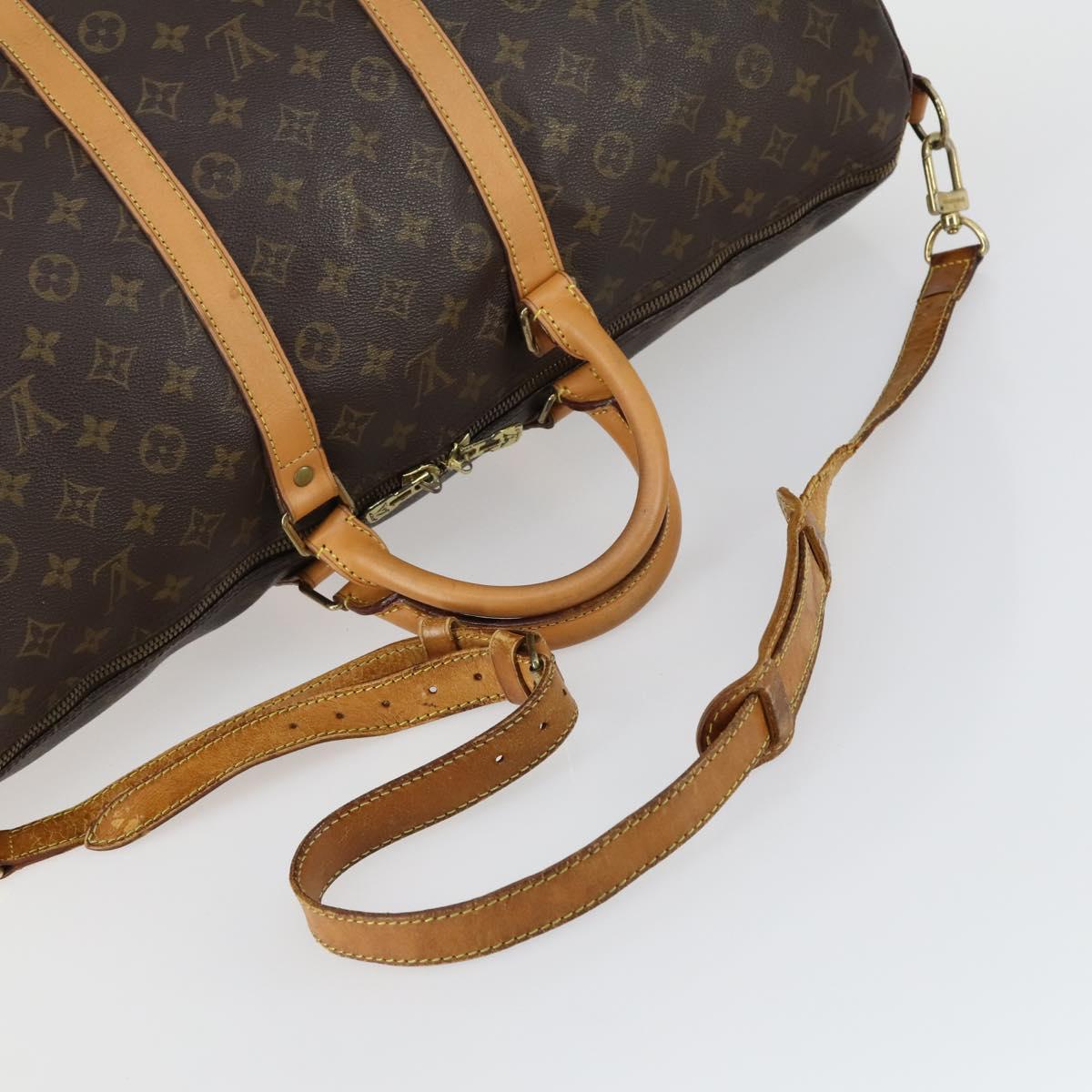 LOUIS VUITTON Monogram Keepall Bandouliere 55 Boston Bag M41414 LV Auth ka441