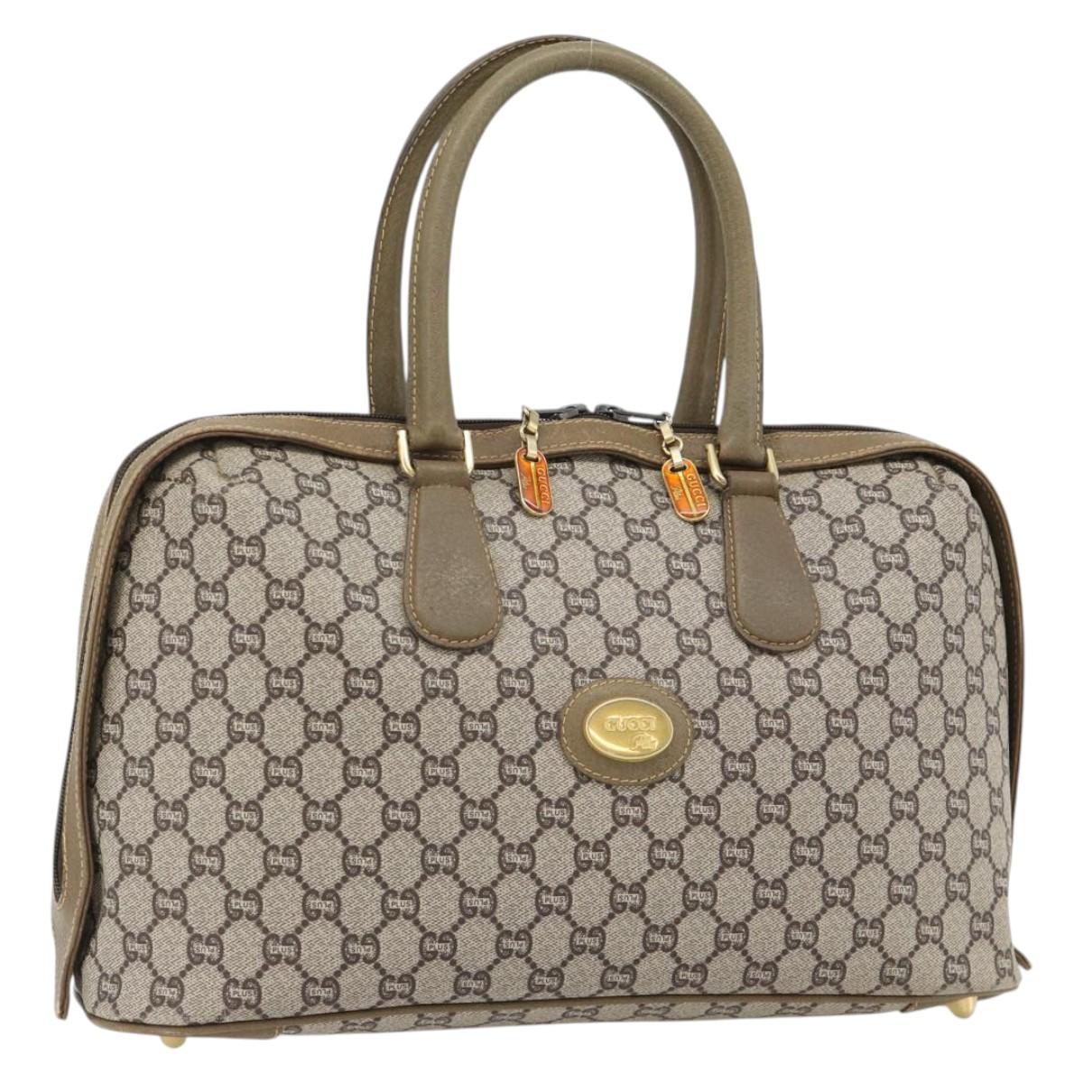 GUCCI GG Plus Supreme Hand Bag PVC Beige Gold Auth ka4413