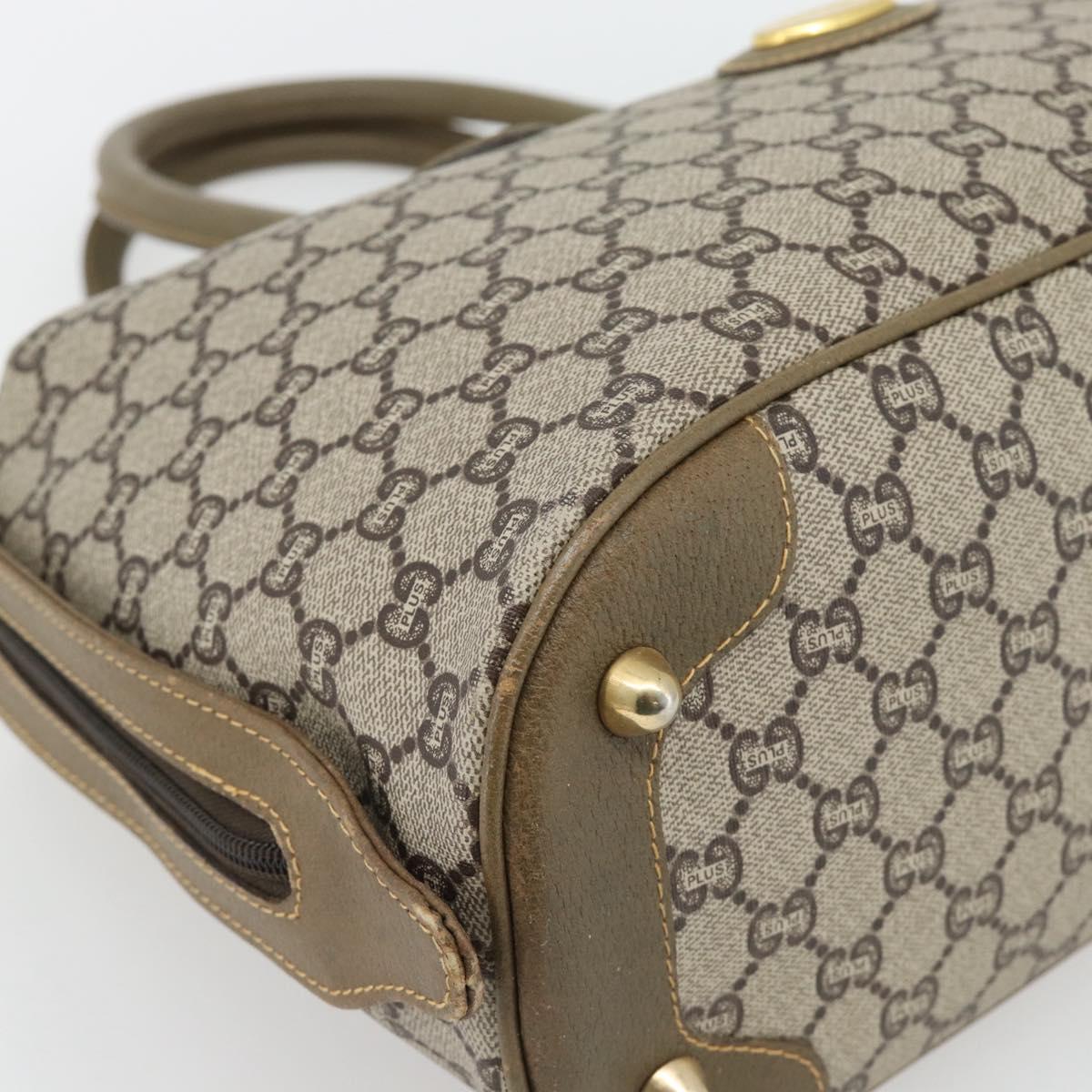 GUCCI GG Plus Supreme Hand Bag PVC Beige Gold Auth ka4413