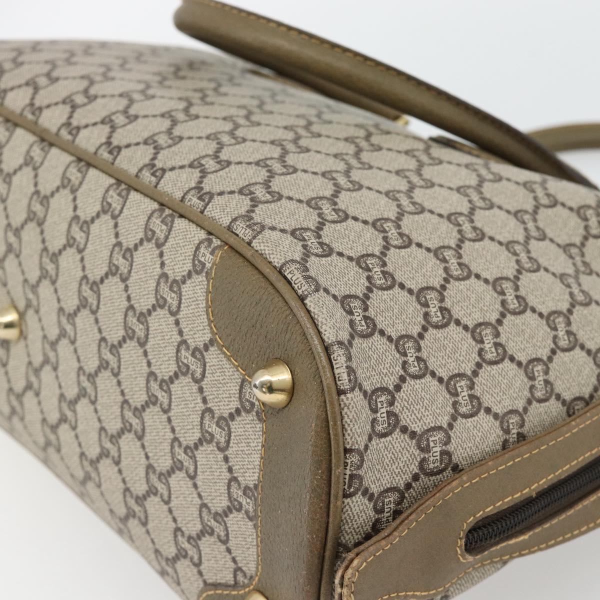 GUCCI GG Plus Supreme Hand Bag PVC Beige Gold Auth ka4413