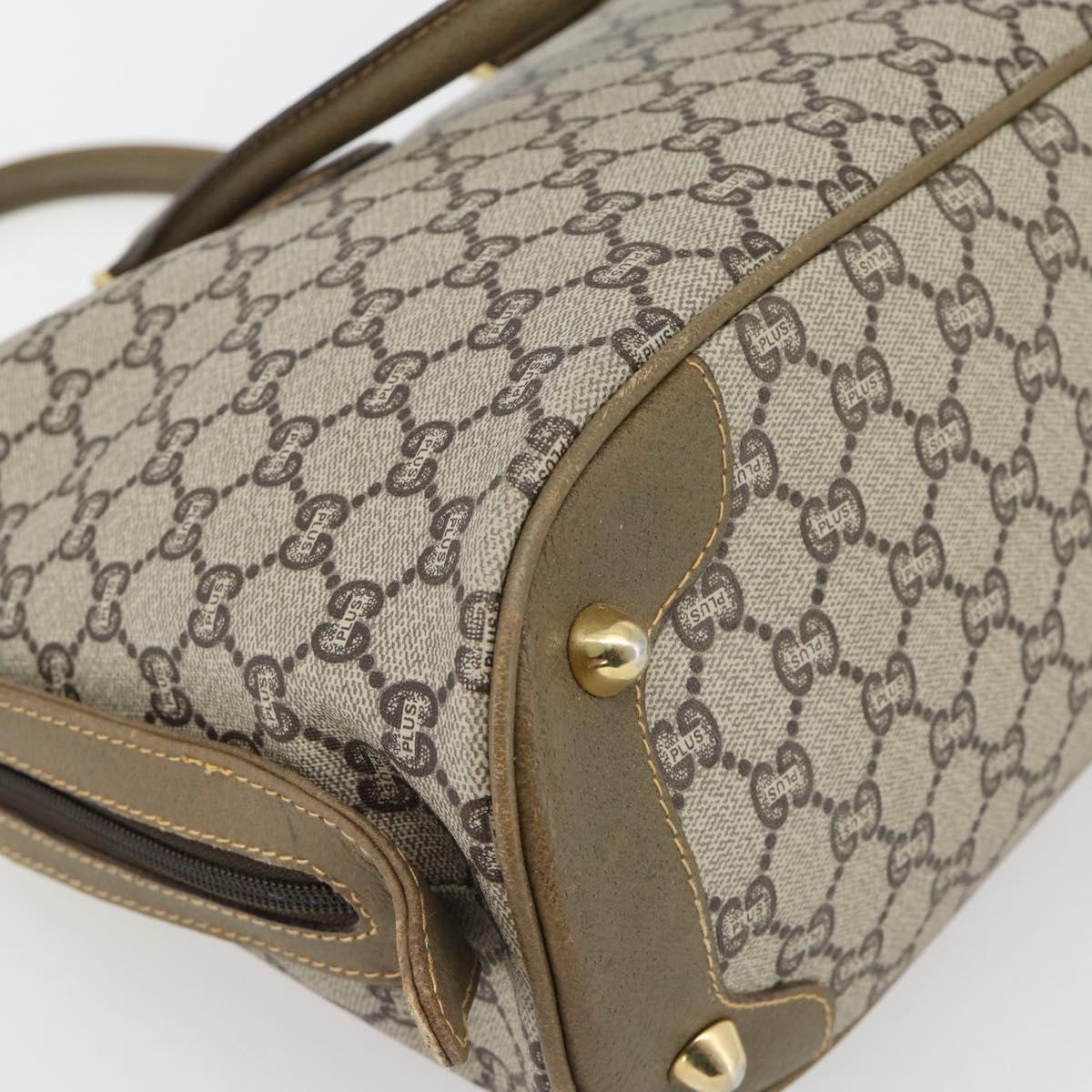GUCCI GG Plus Supreme Hand Bag PVC Beige Gold Auth ka4413
