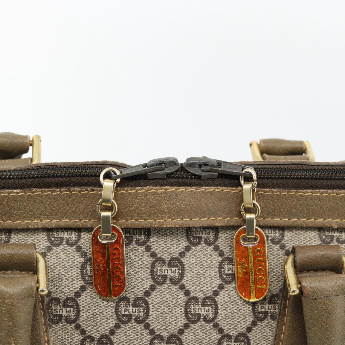GUCCI GG Plus Supreme Hand Bag PVC Beige Gold Auth ka4413