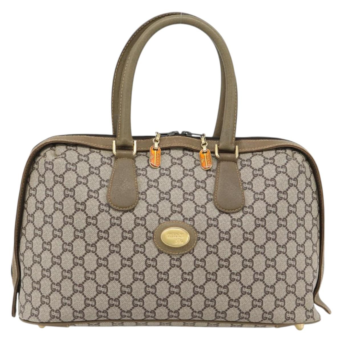 GUCCI GG Plus Supreme Hand Bag PVC Beige Gold Auth ka4413