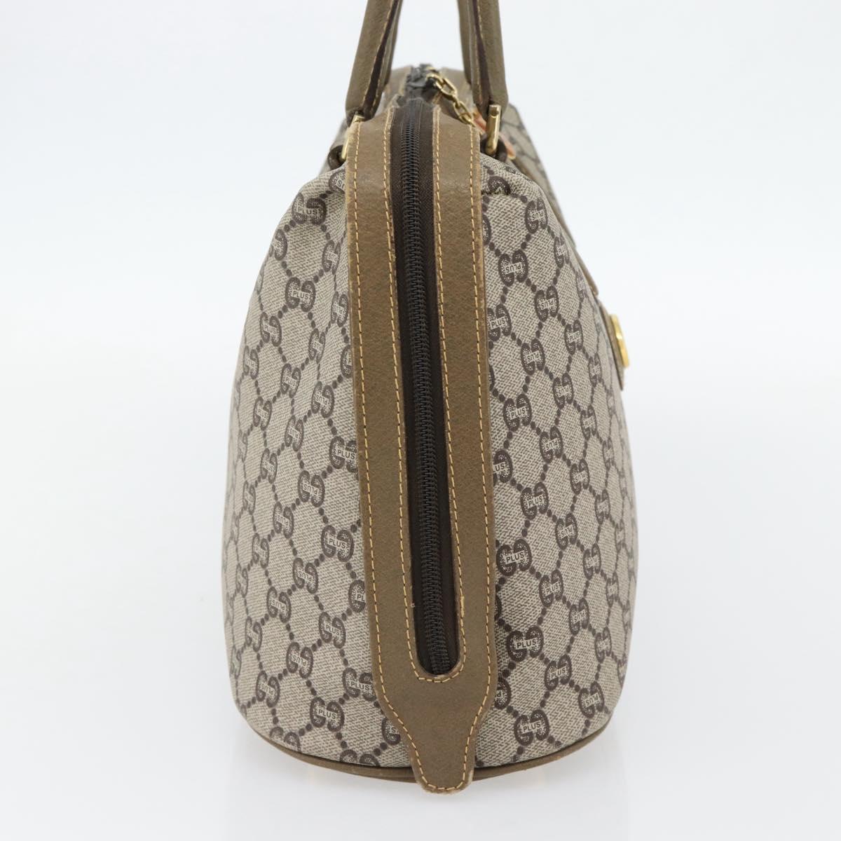 GUCCI GG Plus Supreme Hand Bag PVC Beige Gold Auth ka4413