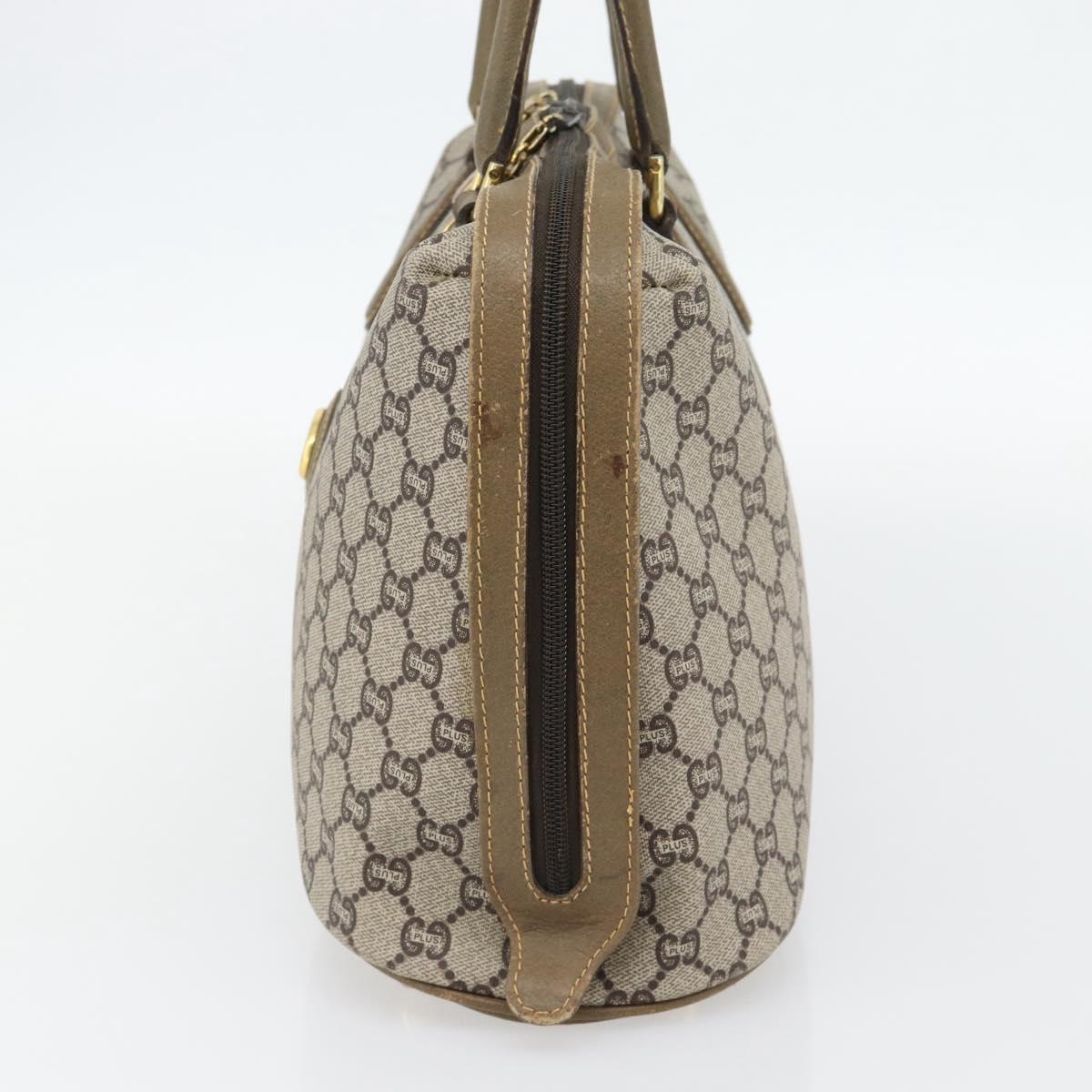 GUCCI GG Plus Supreme Hand Bag PVC Beige Gold Auth ka4413