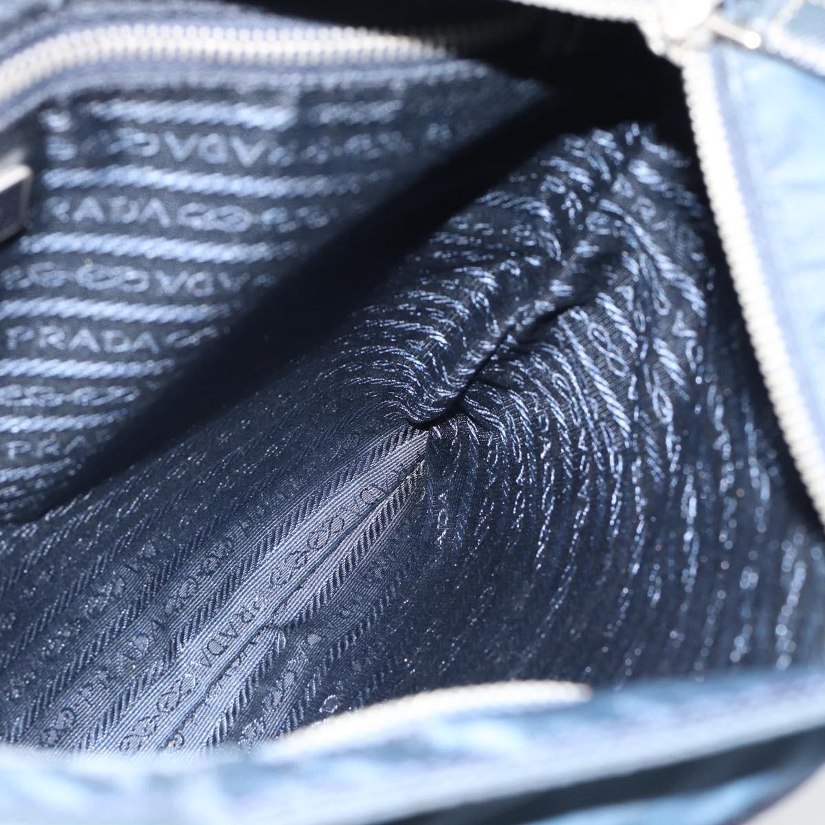 PRADA Shoulder Bag Nylon Navy Silver Auth ka4414A