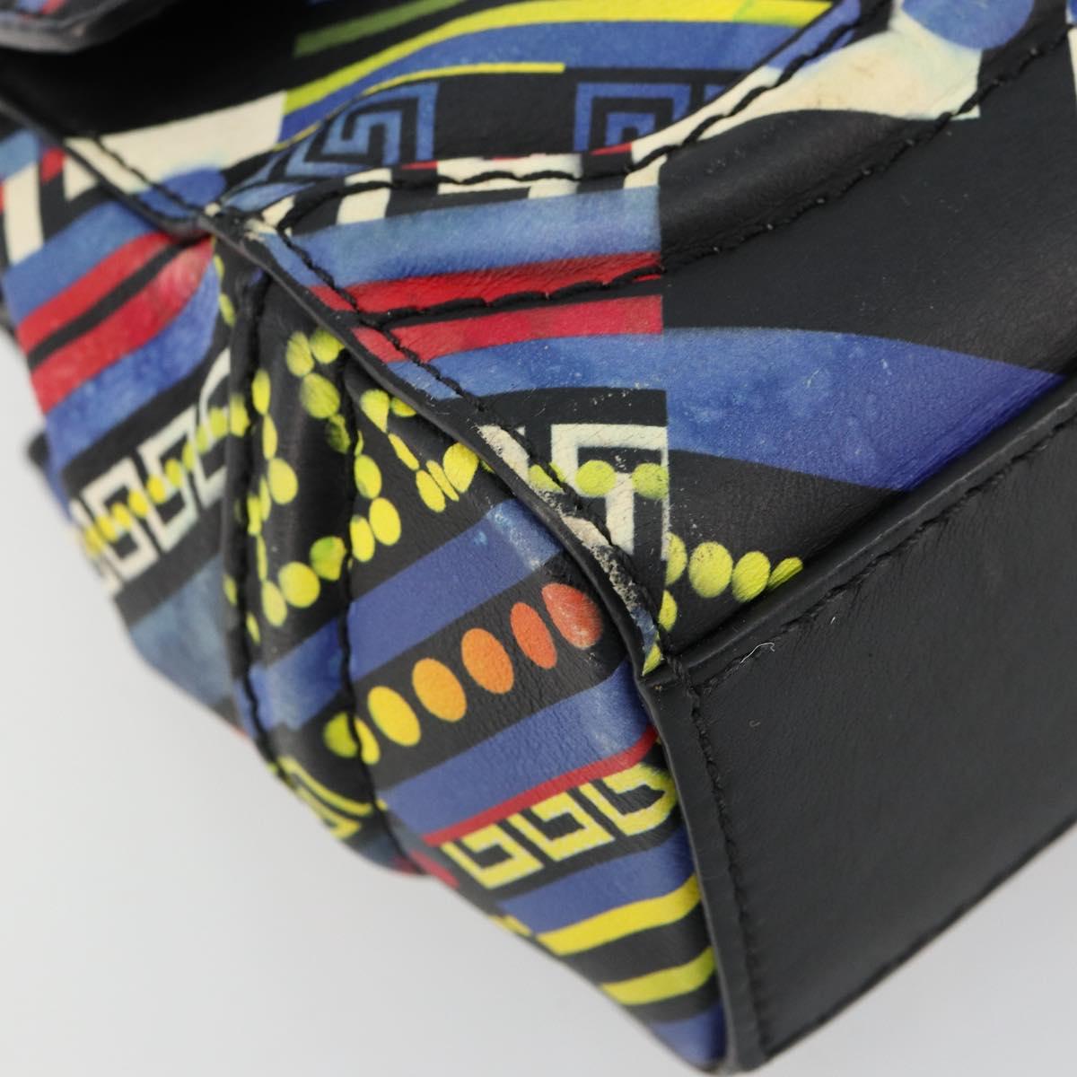 Gianni Versace Hand Bag Leather 2way Multicolor Silver Auth ka4419