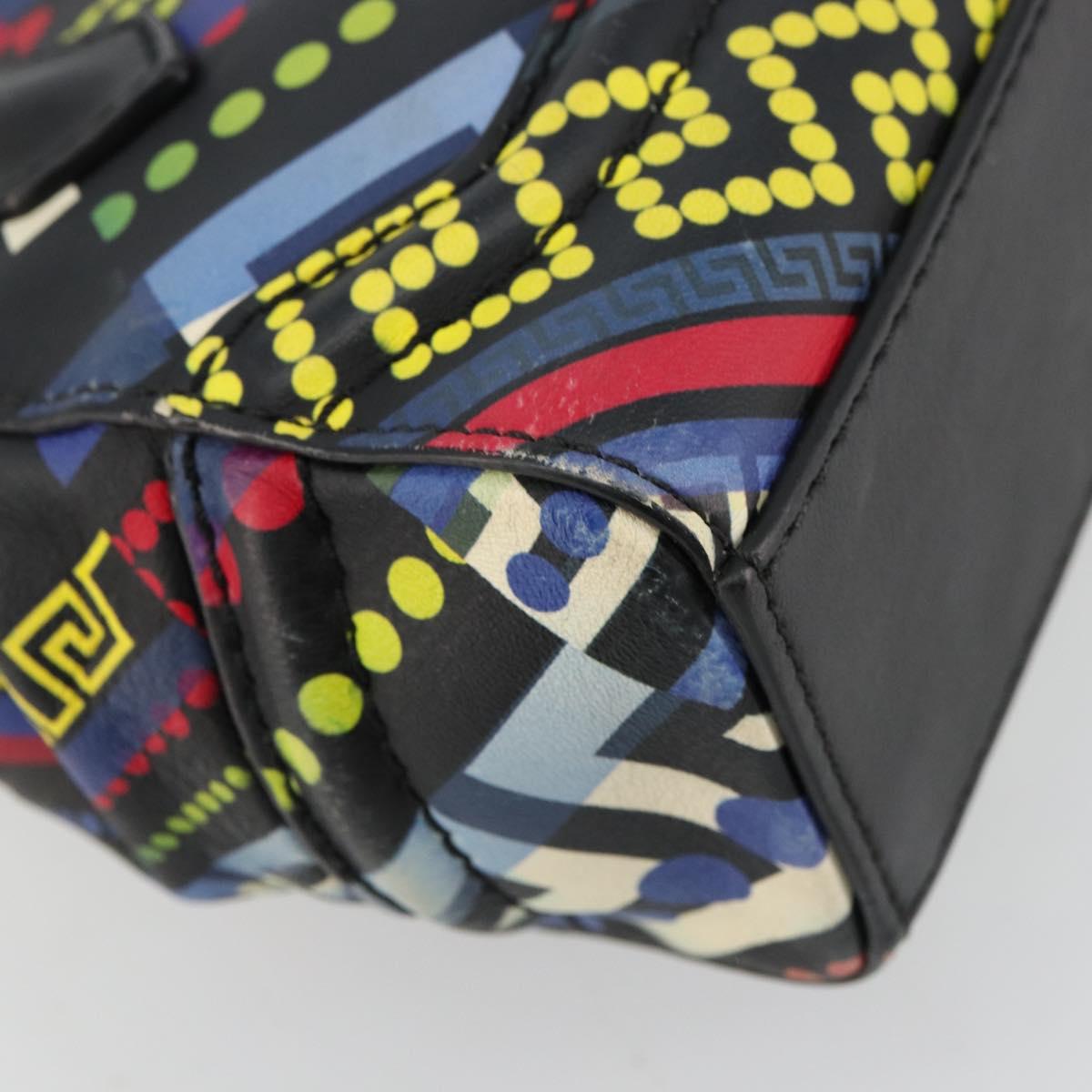 Gianni Versace Hand Bag Leather 2way Multicolor Silver Auth ka4419