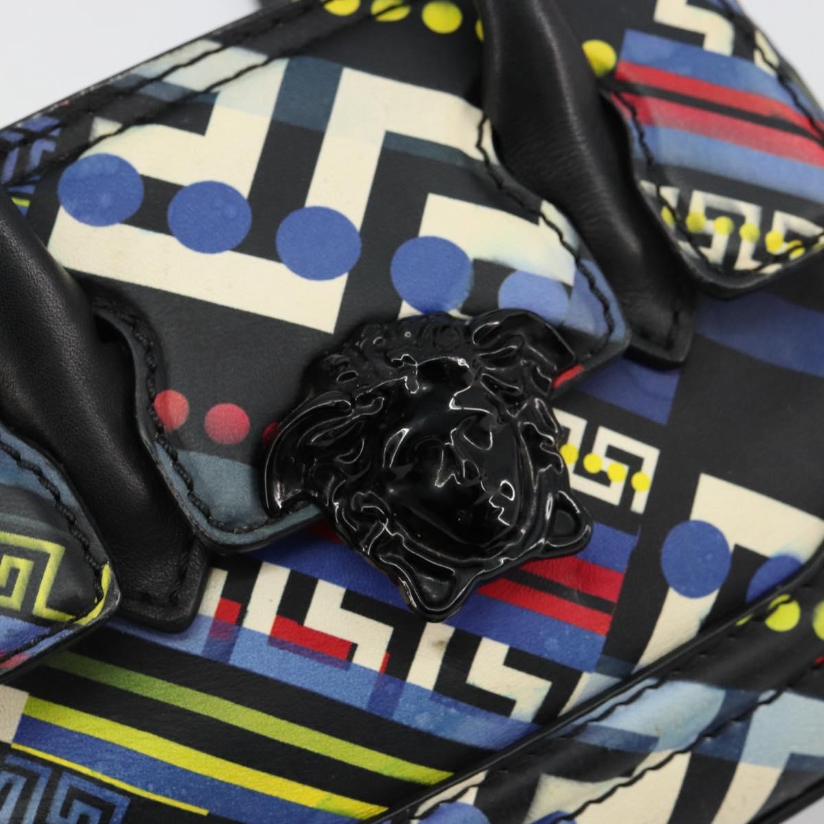 Gianni Versace Hand Bag Leather 2way Multicolor Silver Auth ka4419