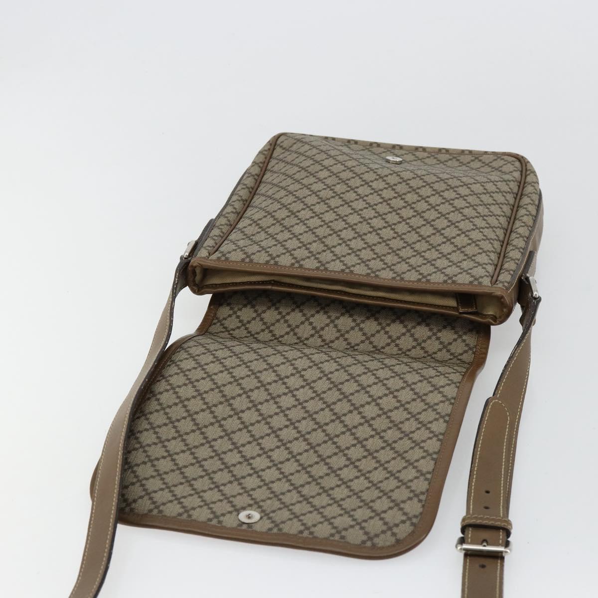 GUCCI Diamante Shoulder Bag Canvas Leather Brown Silver 295679 Auth ka4421