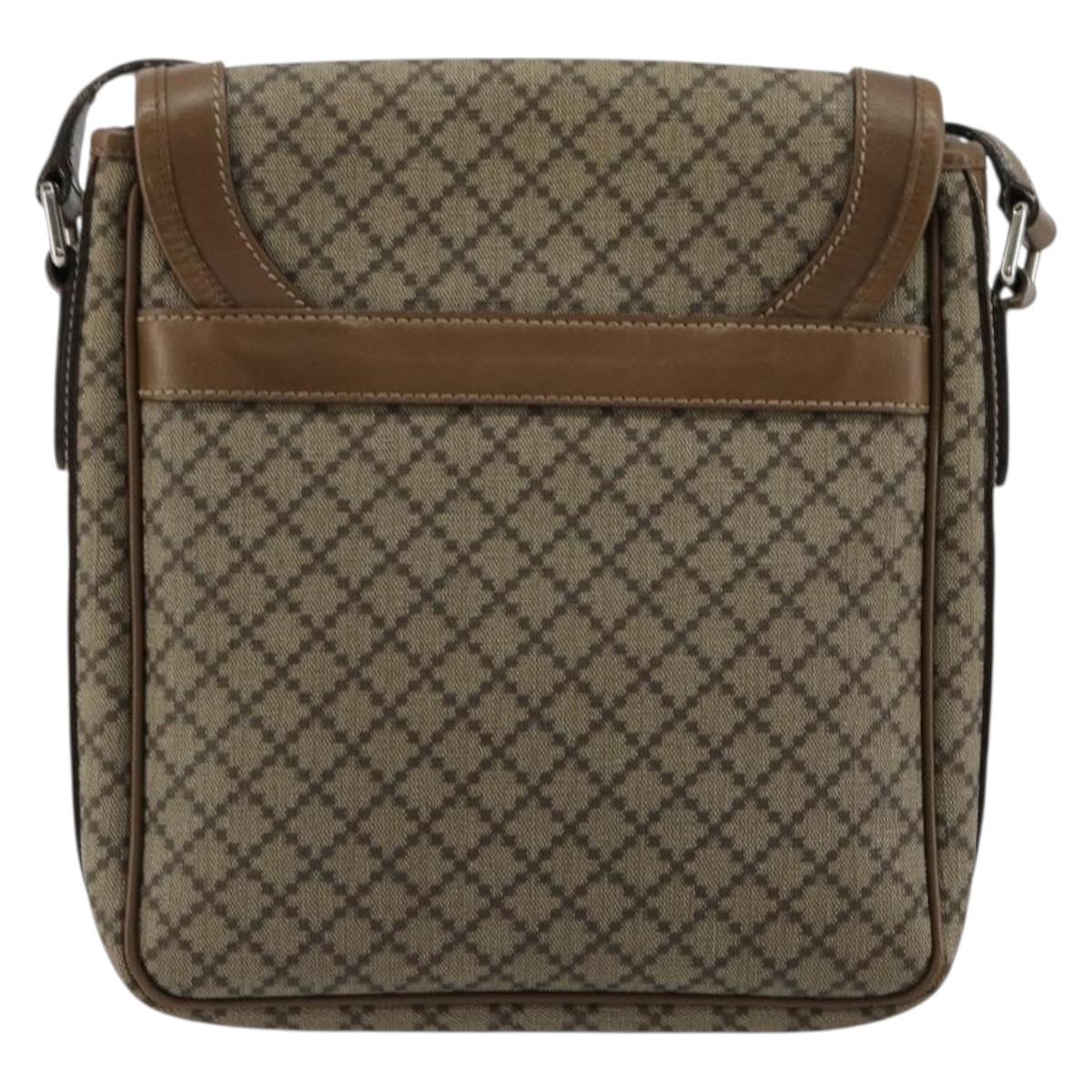GUCCI Diamante Shoulder Bag Canvas Leather Brown Silver 295679 Auth ka4421