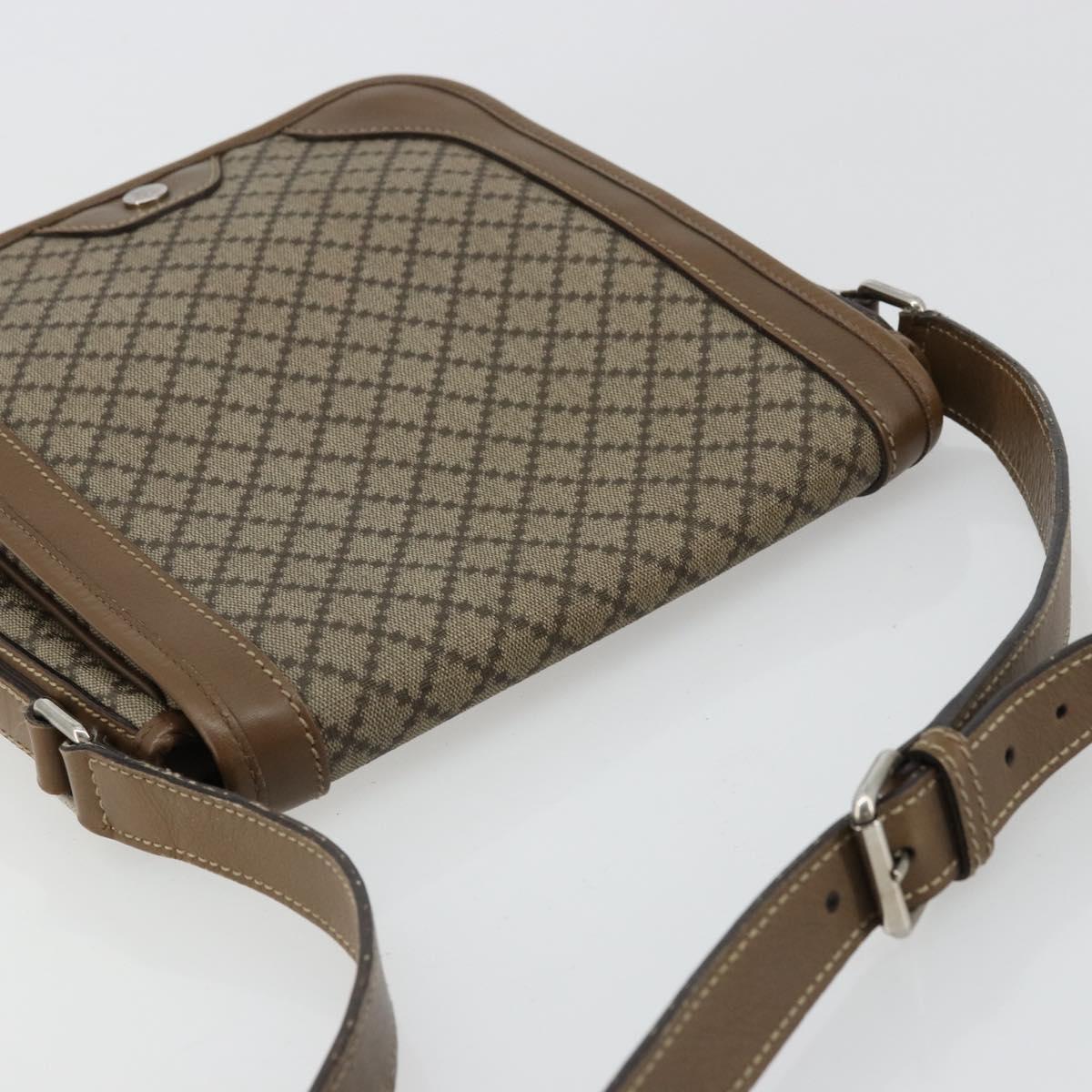 GUCCI Diamante Shoulder Bag Canvas Leather Brown Silver 295679 Auth ka4421