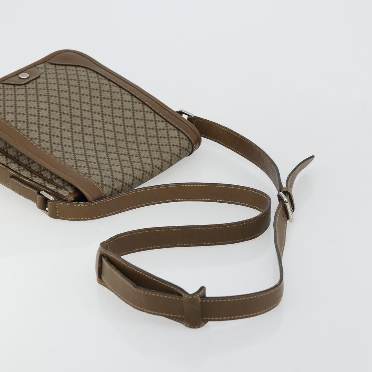GUCCI Diamante Shoulder Bag Canvas Leather Brown Silver 295679 Auth ka4421