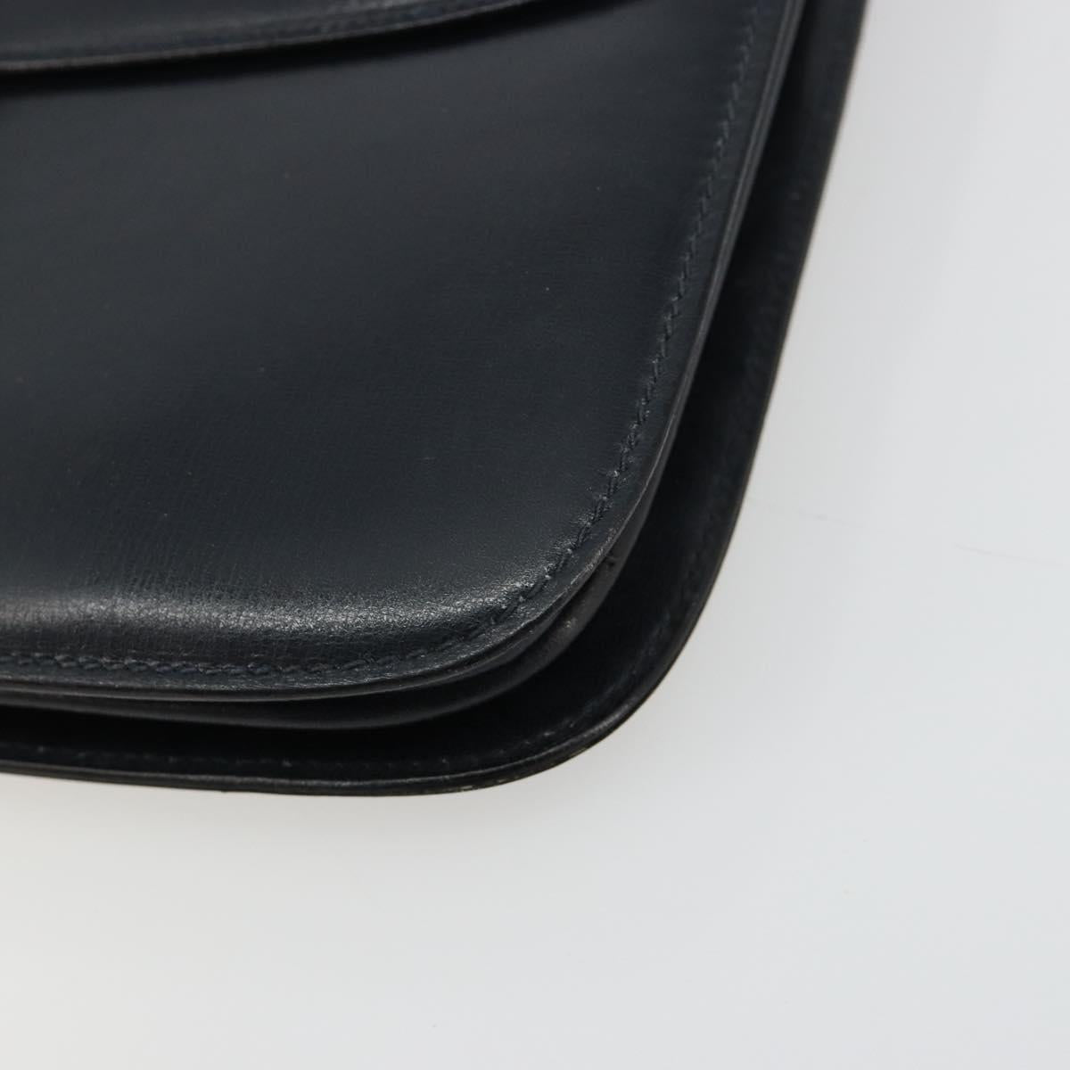 GUCCI Hand Bag Leather Navy Gold Auth ka4422