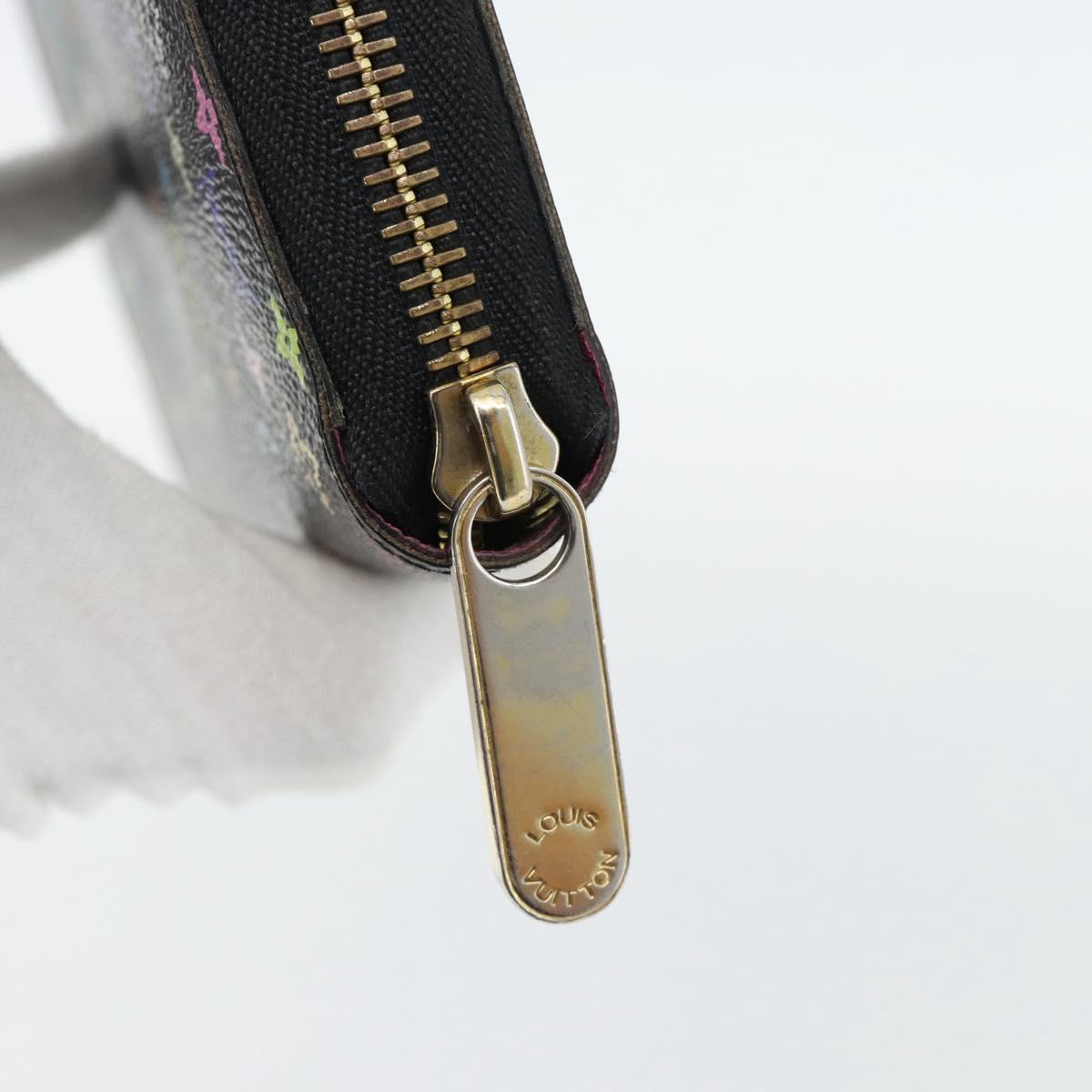 LOUIS VUITTON Monogram Multicolor Zippy Wallet Black M60243 LV Auth ka4424