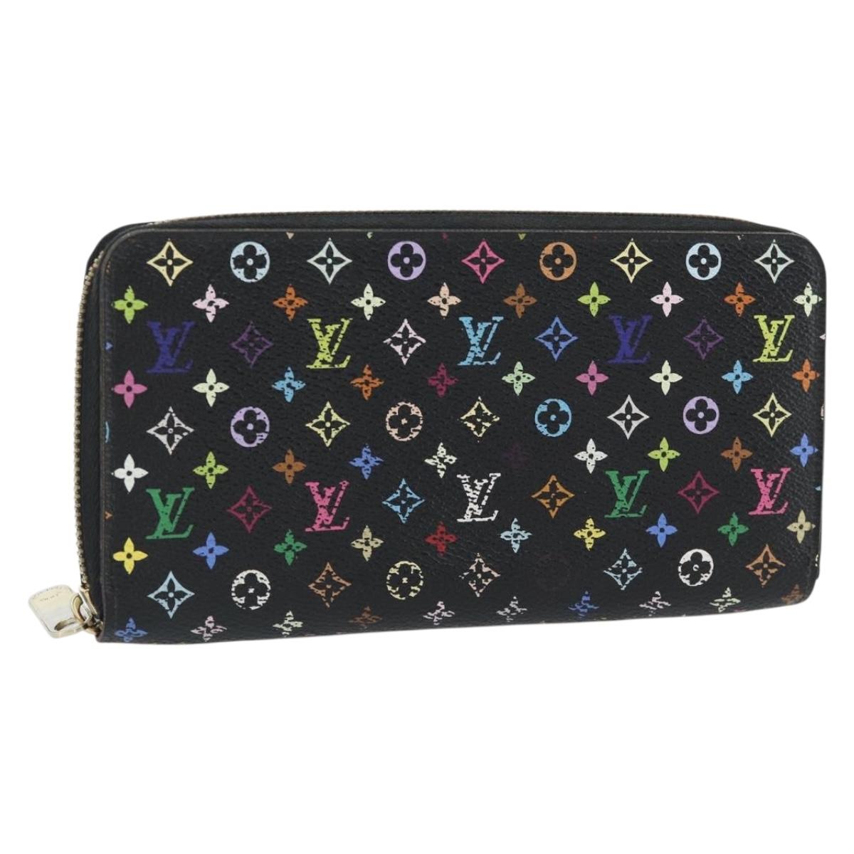 LOUIS VUITTON Monogram Multicolor Zippy Wallet Black M60243 LV Auth ka4424