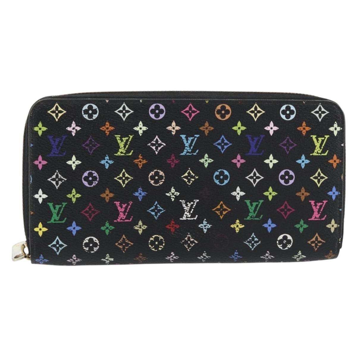 LOUIS VUITTON Monogram Multicolor Zippy Wallet Black M60243 LV Auth ka4424