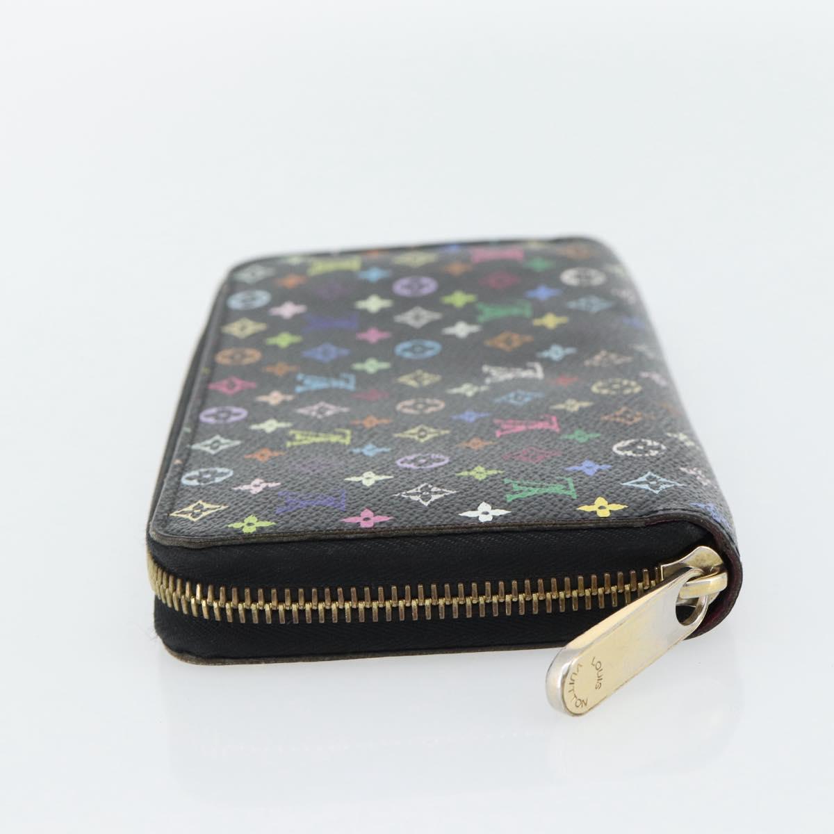 LOUIS VUITTON Monogram Multicolor Zippy Wallet Black M60243 LV Auth ka4424