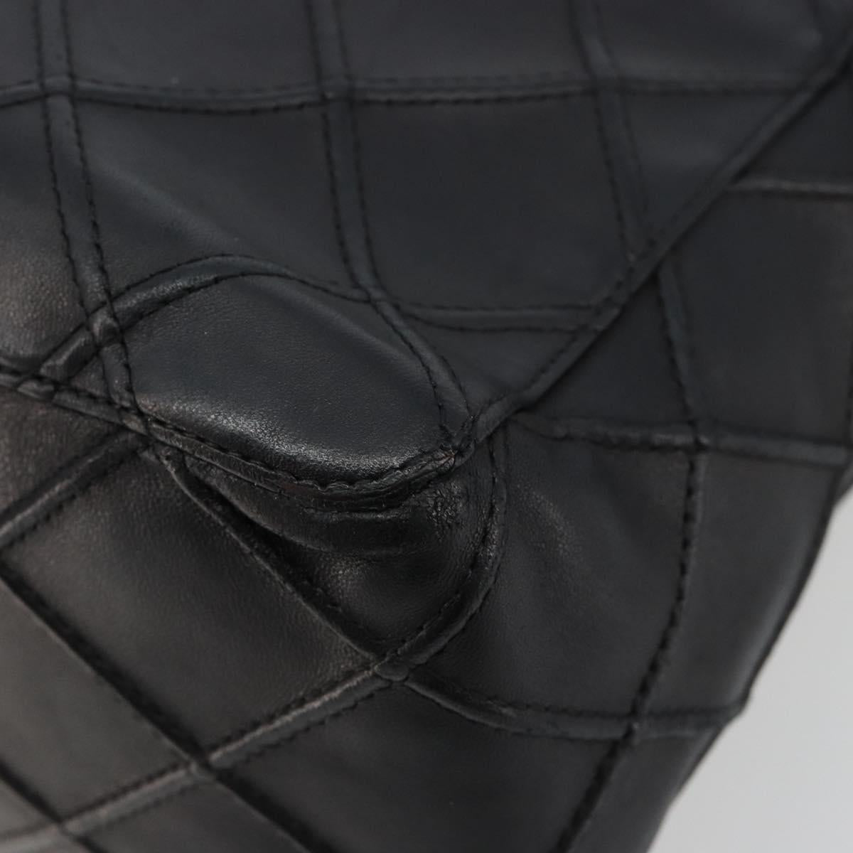 CHANEL Bicolore Shoulder Bag Leather Black Silver CC Auth ka4426